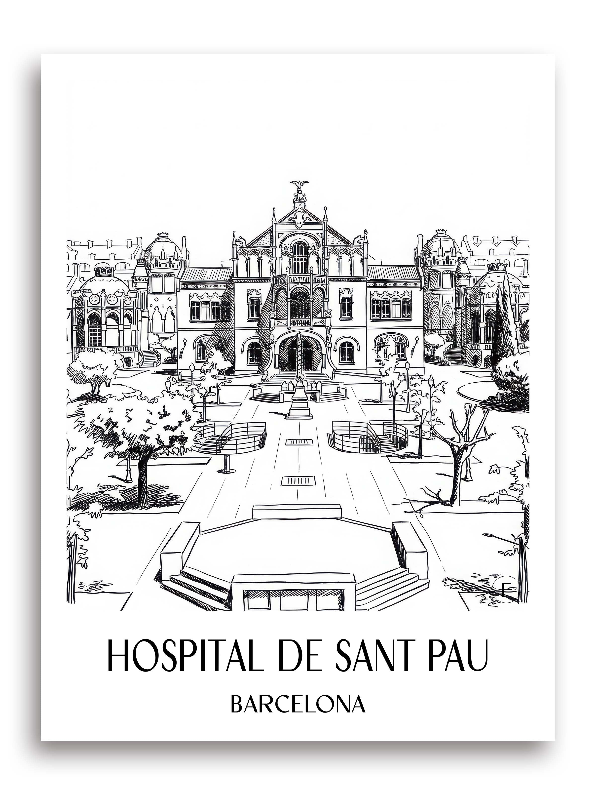 hospital-de-sant-pau-barcelona-spanien-poster-skizze