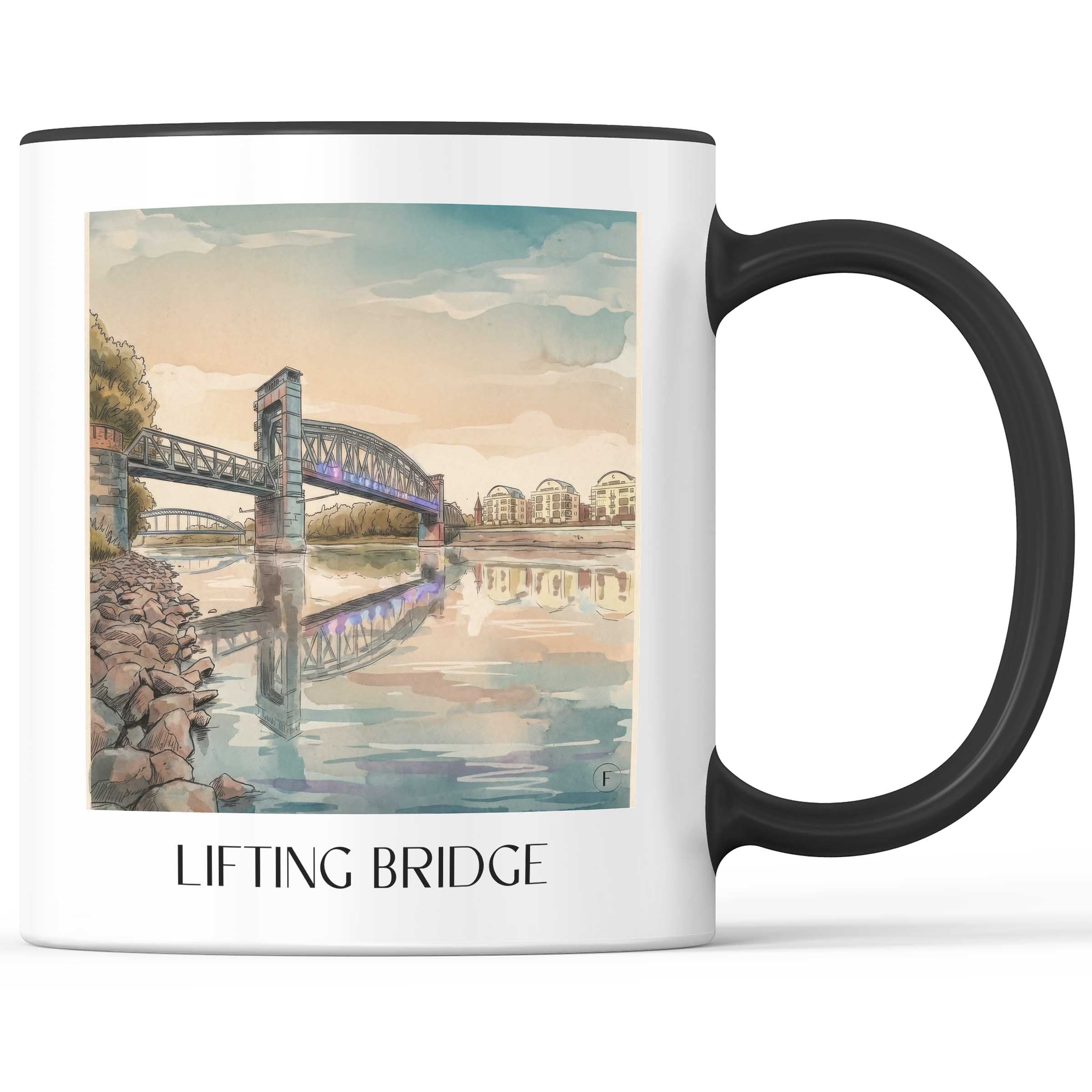 Hubbrücke Kaffeebecher - Magdeburg - Deutschland Becher - Kaffeetasse im Aquarell Stil - favplace