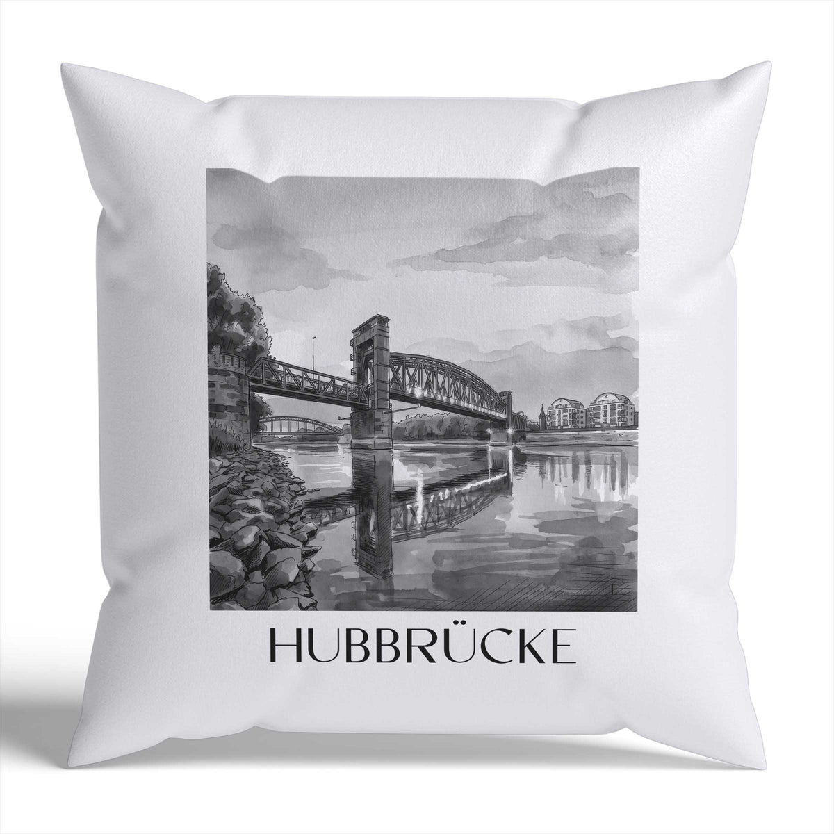 hubbrücke-magdeburg-deutschland-kissenbezug-aquarell-schwarz-weiss