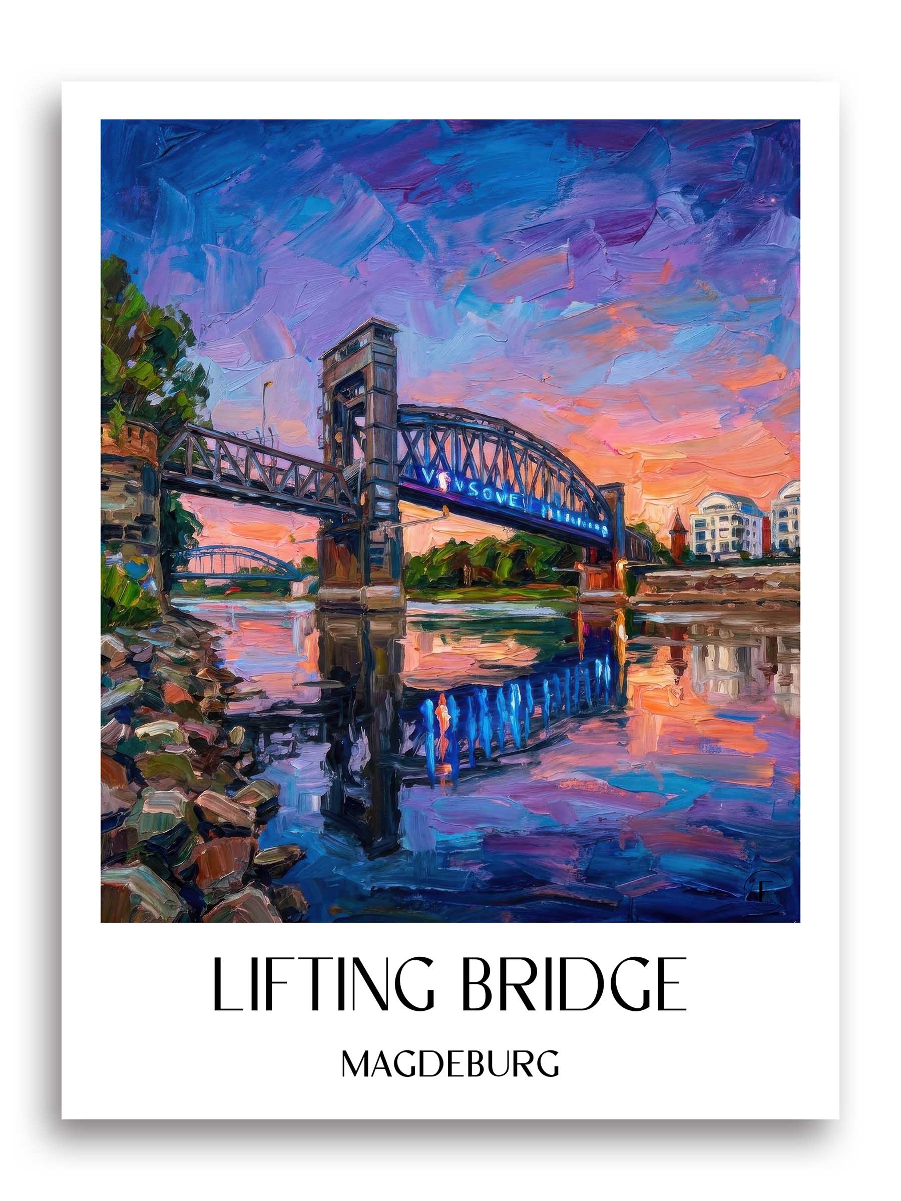 Hubbrücke Poster - Magdeburg - Deutschland Kunstdruck - Ölgemälde von A4 bis A1 - favplace