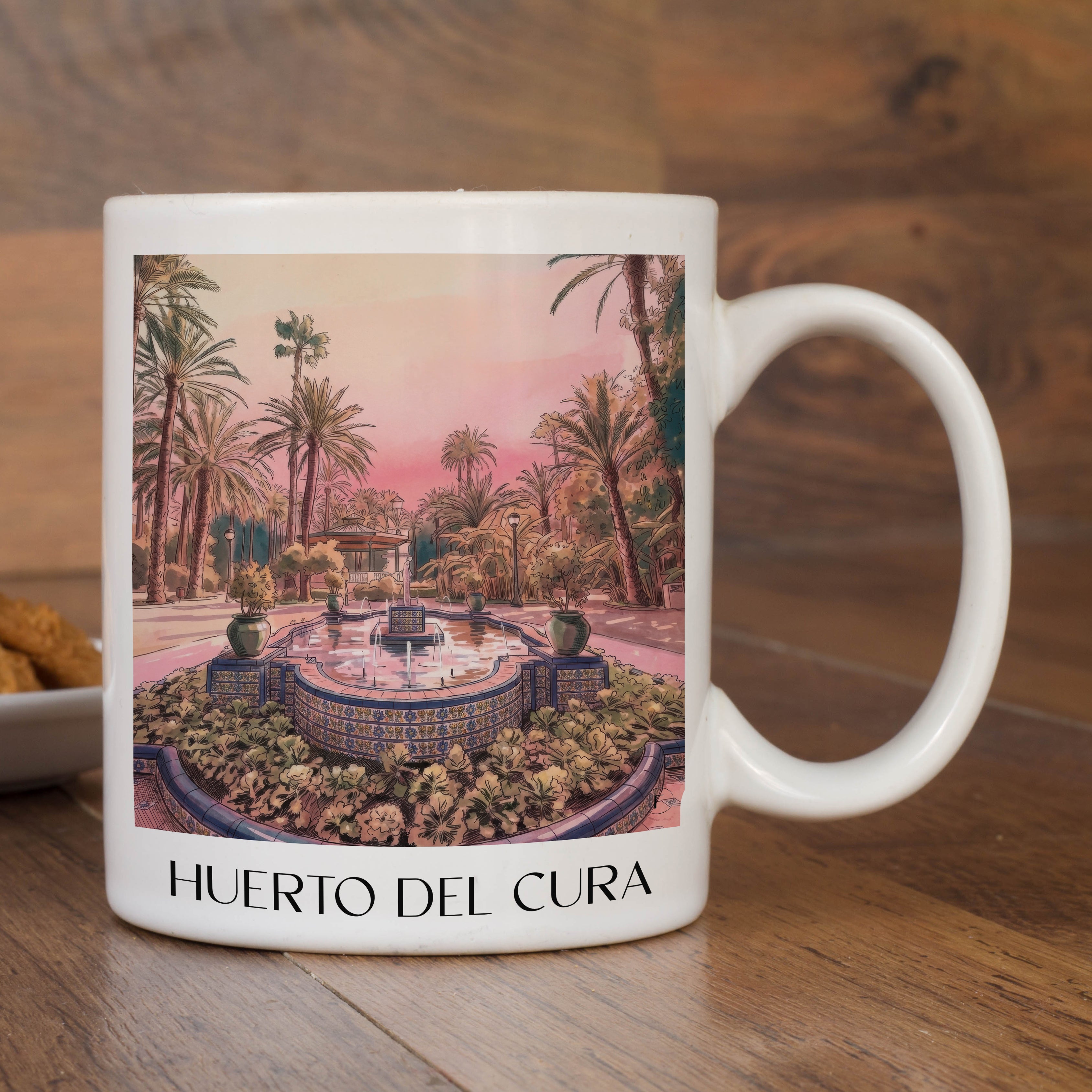 huerto-del-cura-elche-spanien-kaffeebecher-aquarell-pink-rosa