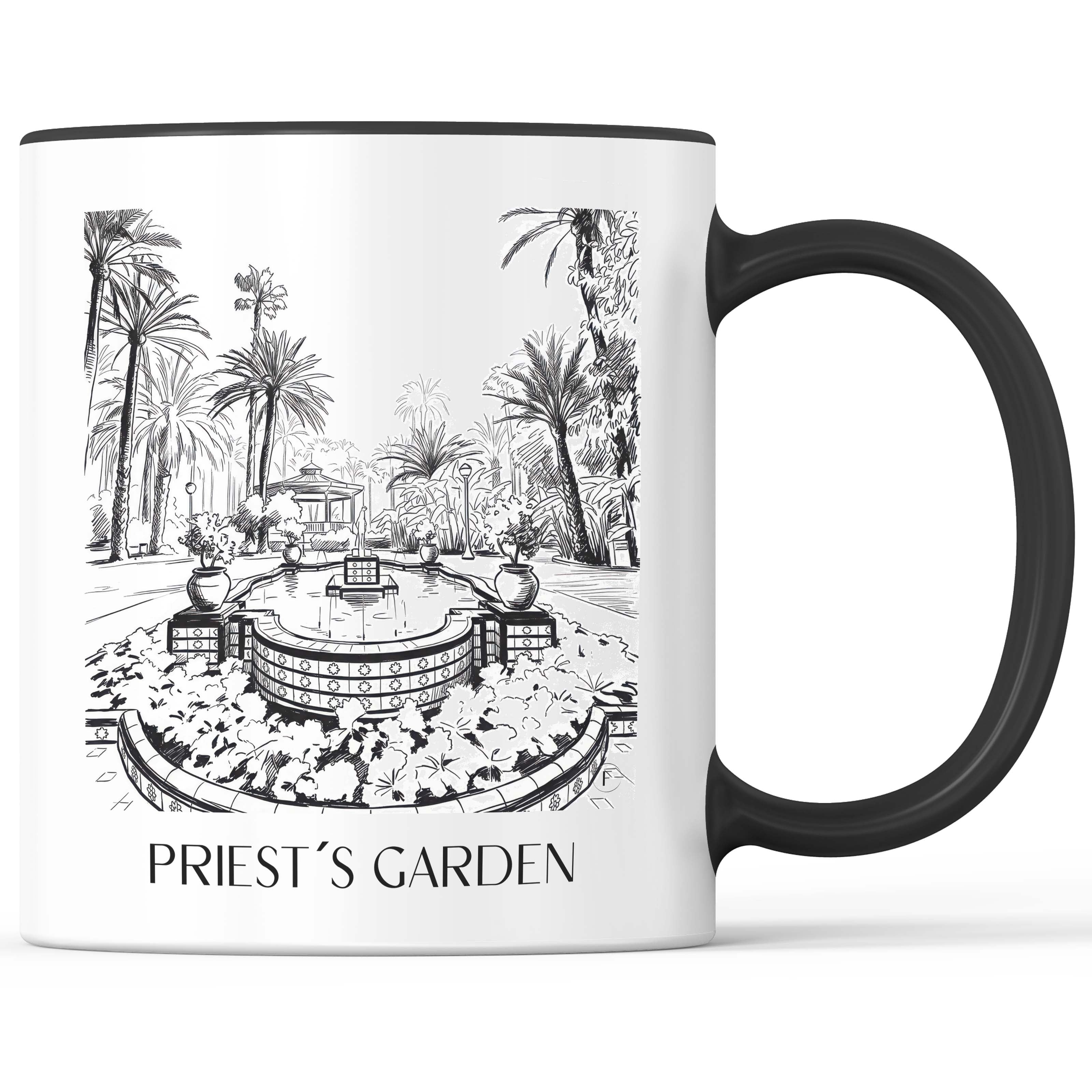 Huerto del Cura Kaffeebecher - Elche - Spanien Becher - Kaffeetasse im Skizze Stil - favplace