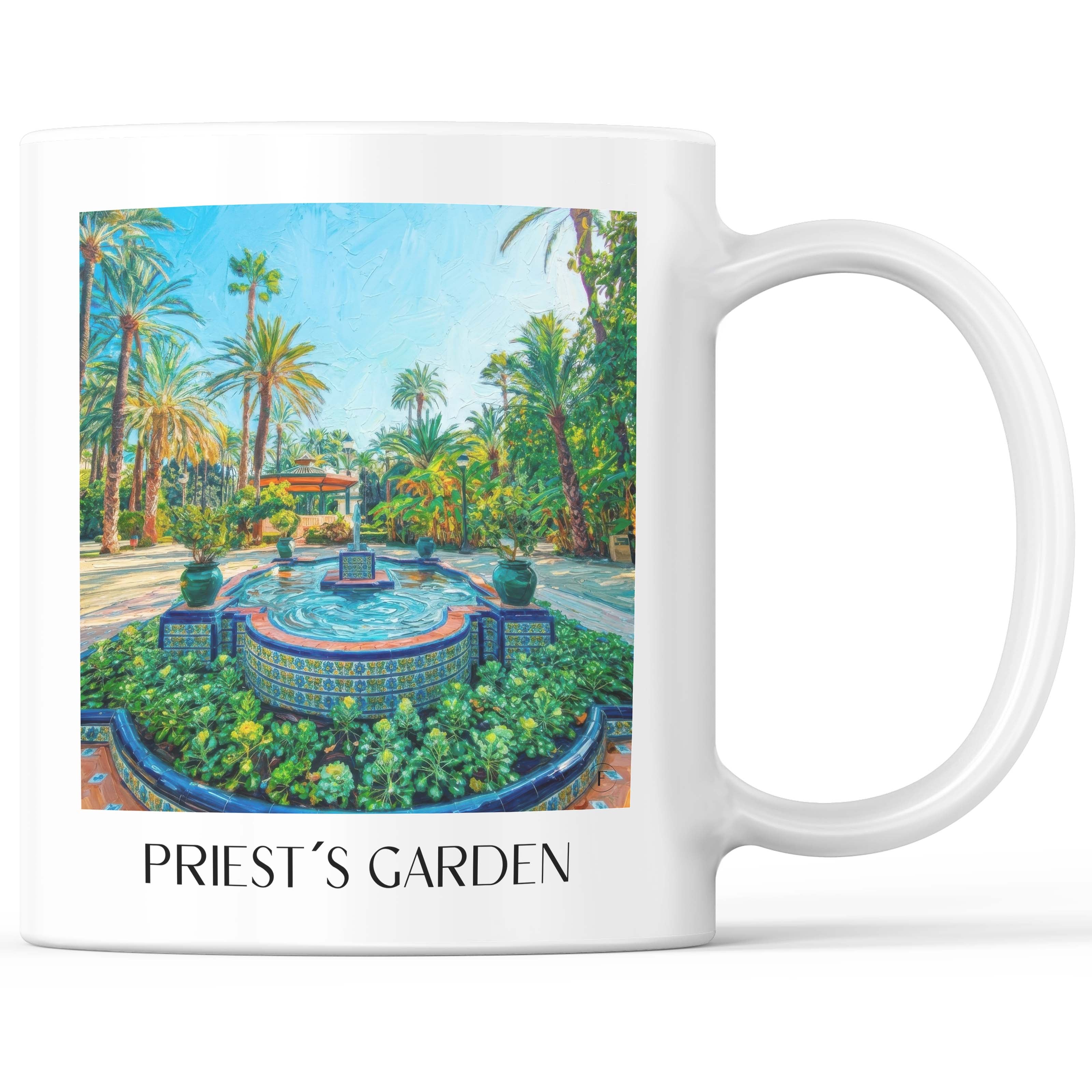 Huerto del Cura Kaffeebecher - Elche - Spanien Becher - Kaffeetasse im Ölgemälde Stil - favplace