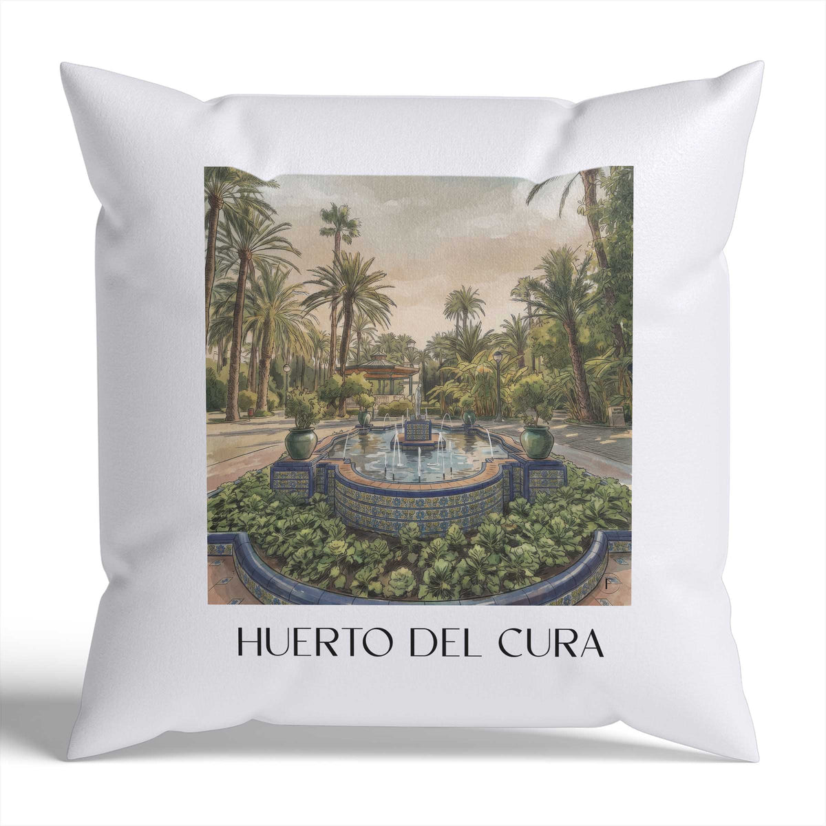 huerto-del-cura-elche-spanien-kissenbezug-aquarell