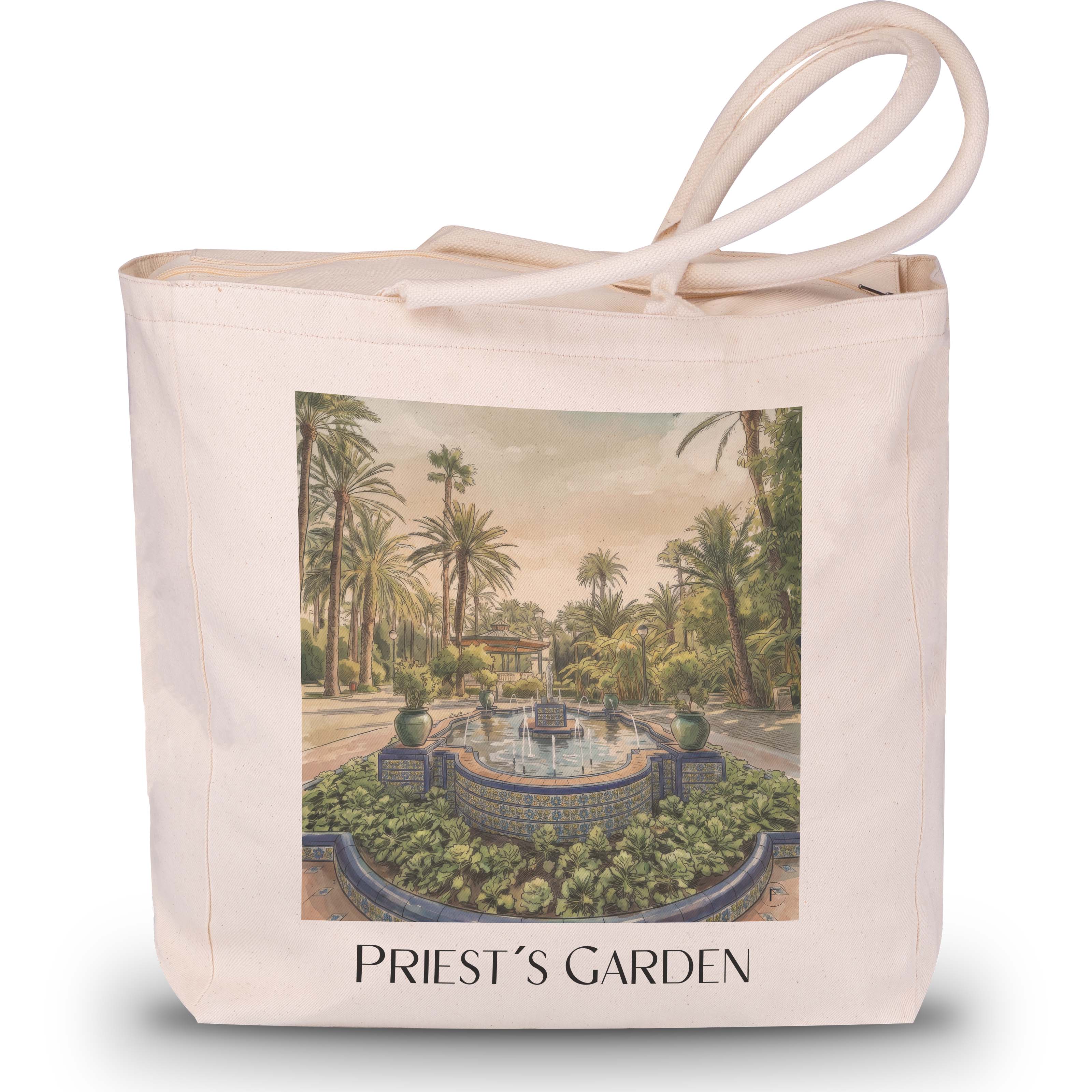 Huerto del Cura Shopping Tasche - Elche - Spanien Tote Bag - Einkaufstasche im Aquarell Stil - favplace