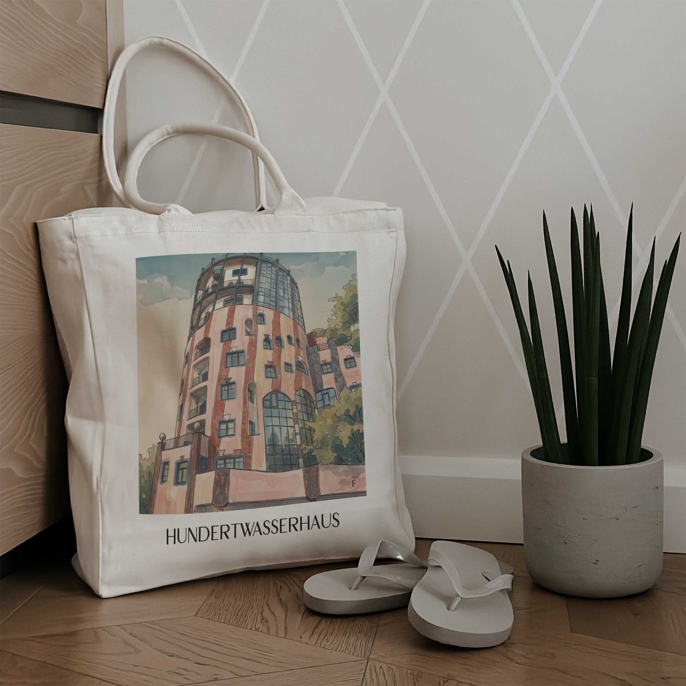 hundertwasserhaus-magdeburg-deutschland-einkaufstasche-aquarell
