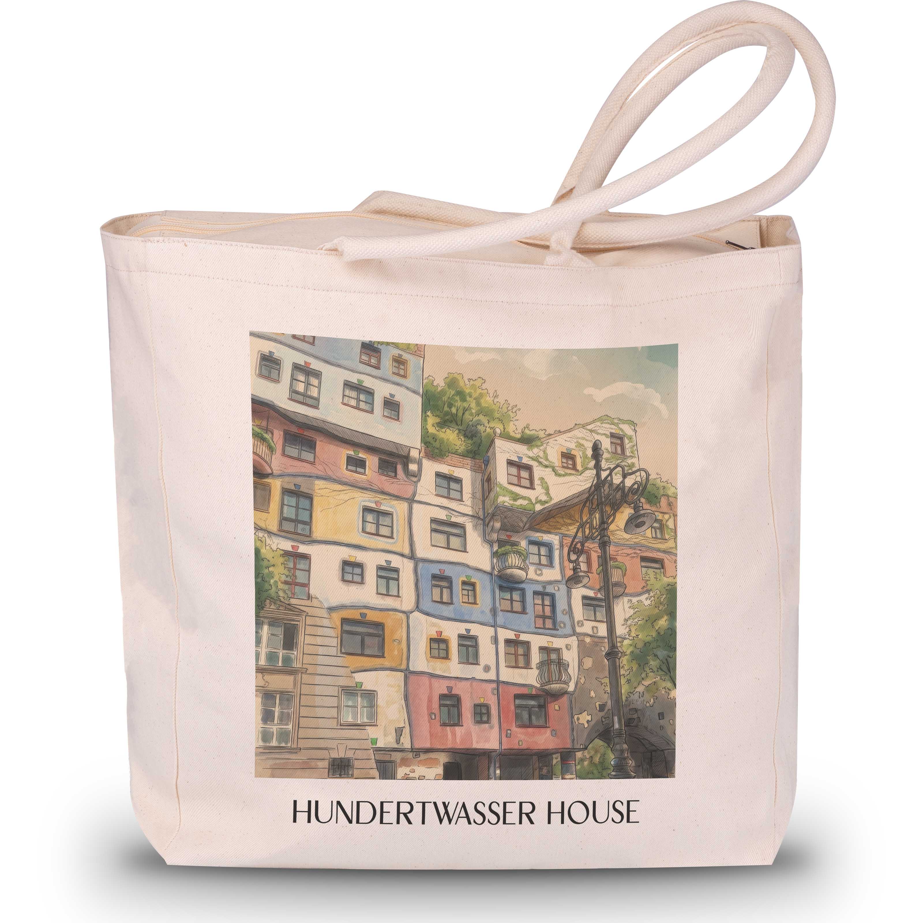 Hundertwasserhaus Shopping Tasche - Wien - Österreich Tote Bag - Einkaufstasche im Aquarell Stil - favplace