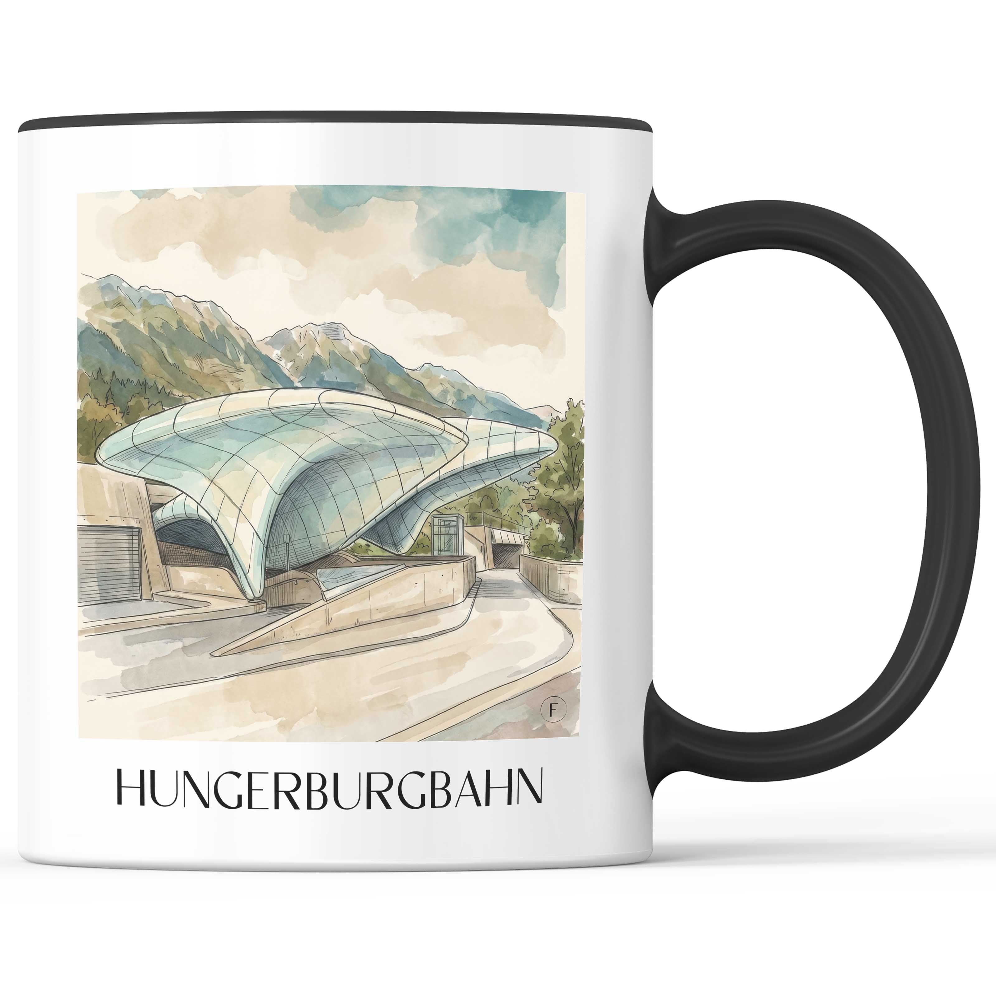 Hungerburgbahn Kaffeebecher - Innsbruck - Österreich Becher - Kaffeetasse im Aquarell Stil - favplace