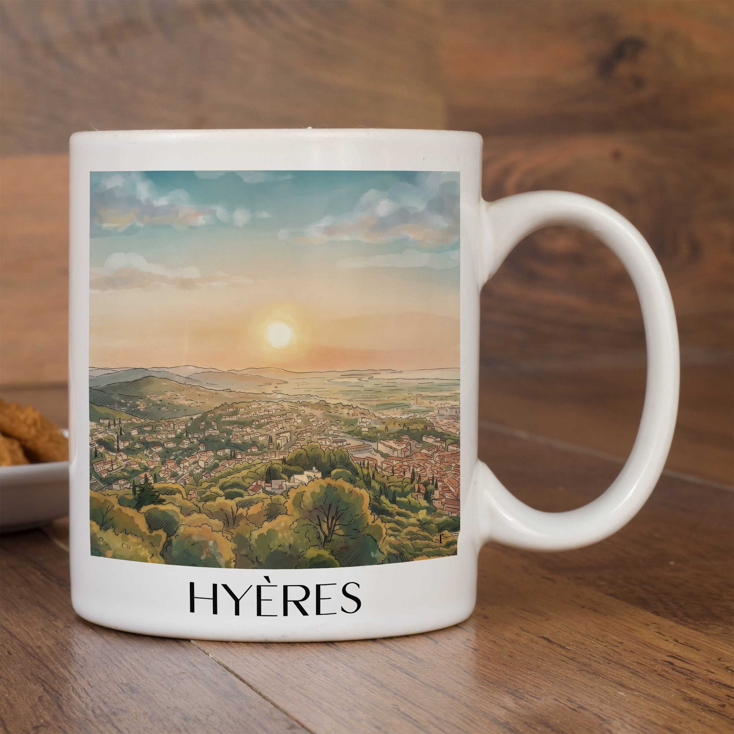 hyères-côte-d´azur-frankreich-kaffeebecher-aquarell