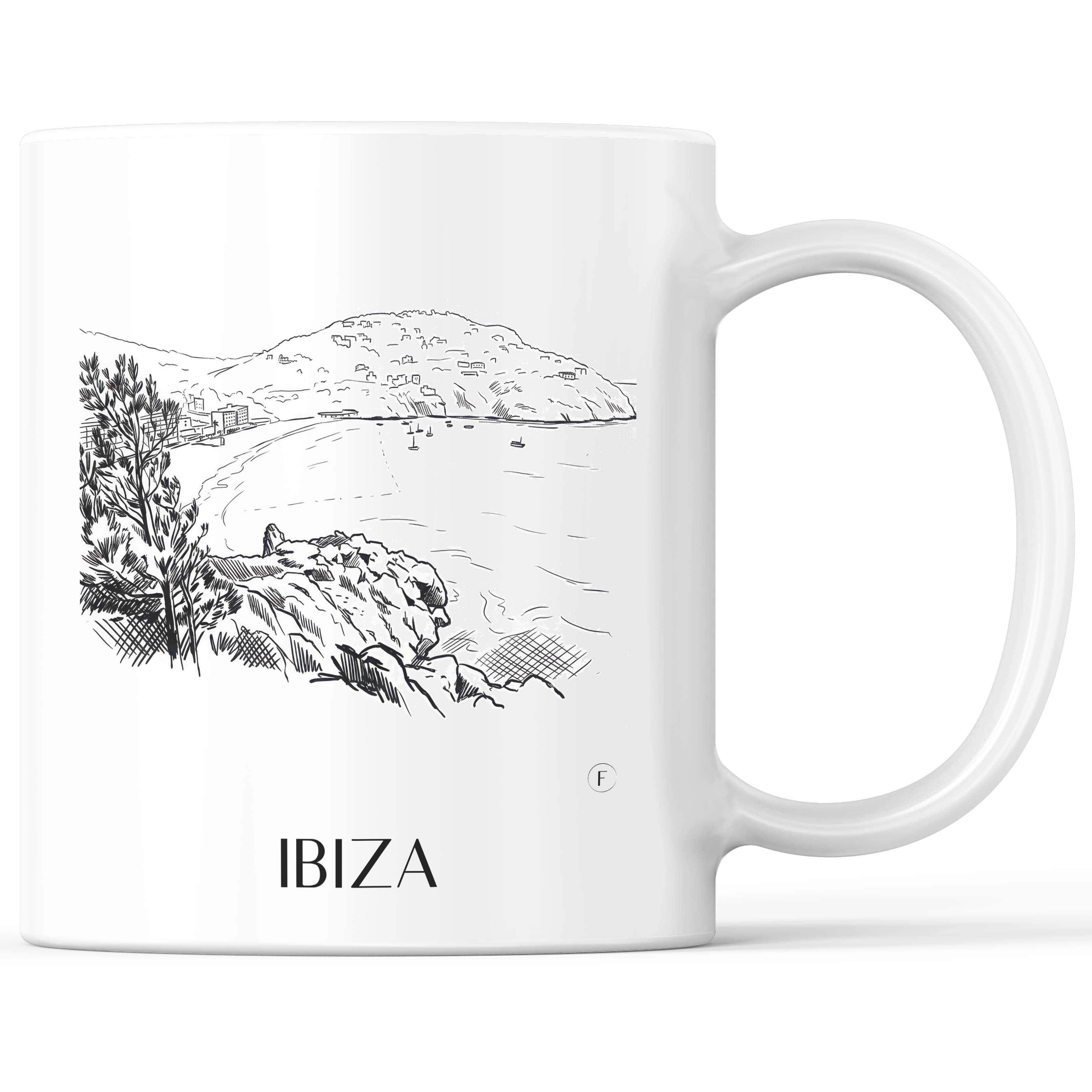 Ibiza Kaffeebecher - Spanien - Spanien und Spanien Becher - Kaffeetasse im Skizze Stil - favplace