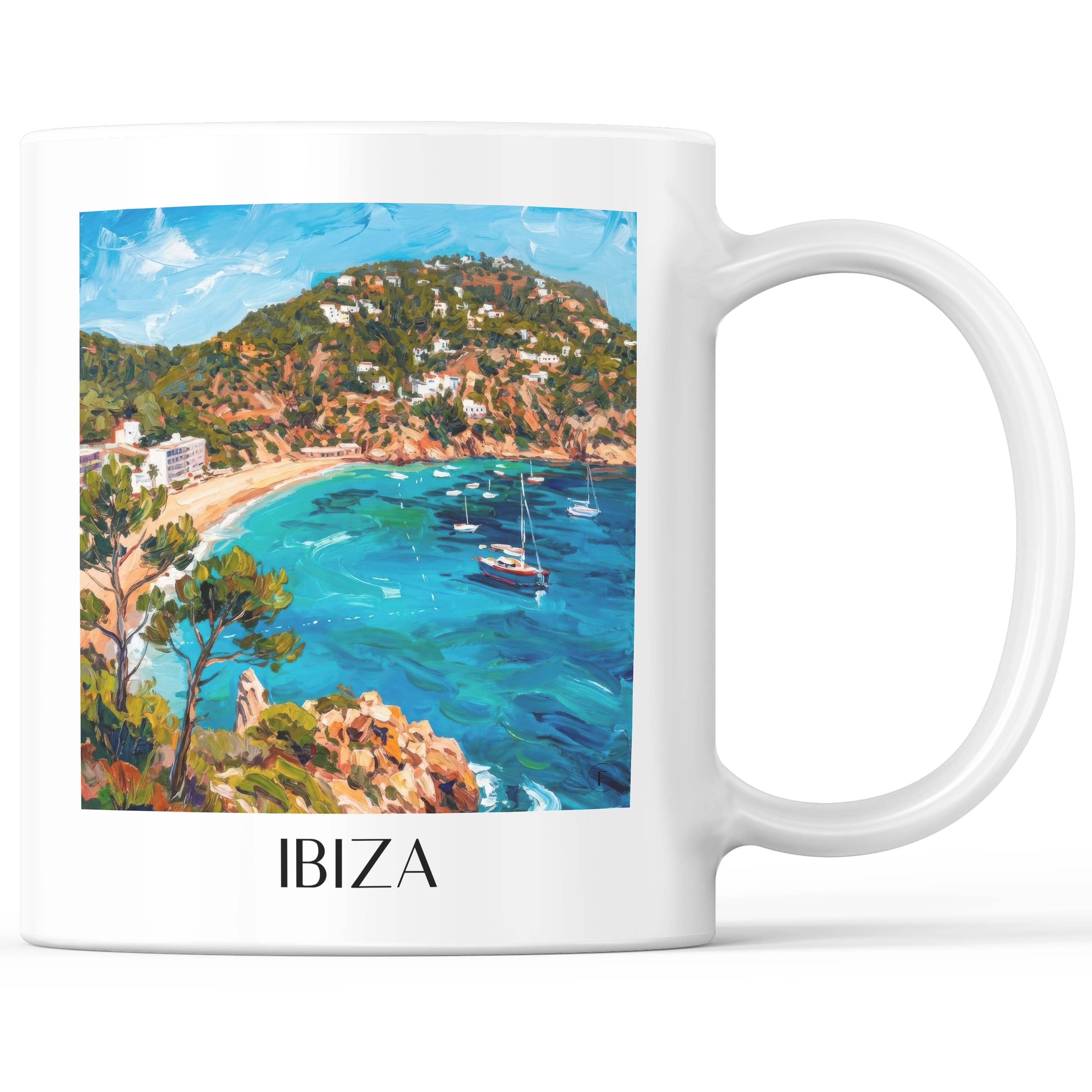 Ibiza Kaffeebecher - Spanien - Spanien und Spanien Becher - Kaffeetasse im Ölgemälde Stil - favplace