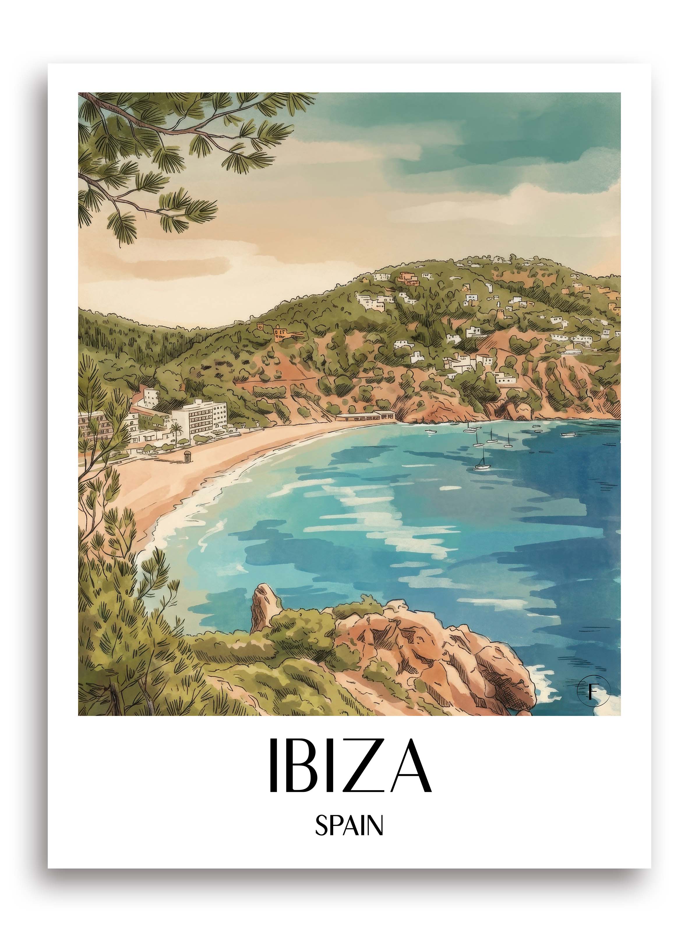 Ibiza Poster - Spanien Kunstdruck - Aquarell von A4 bis A1 - favplace