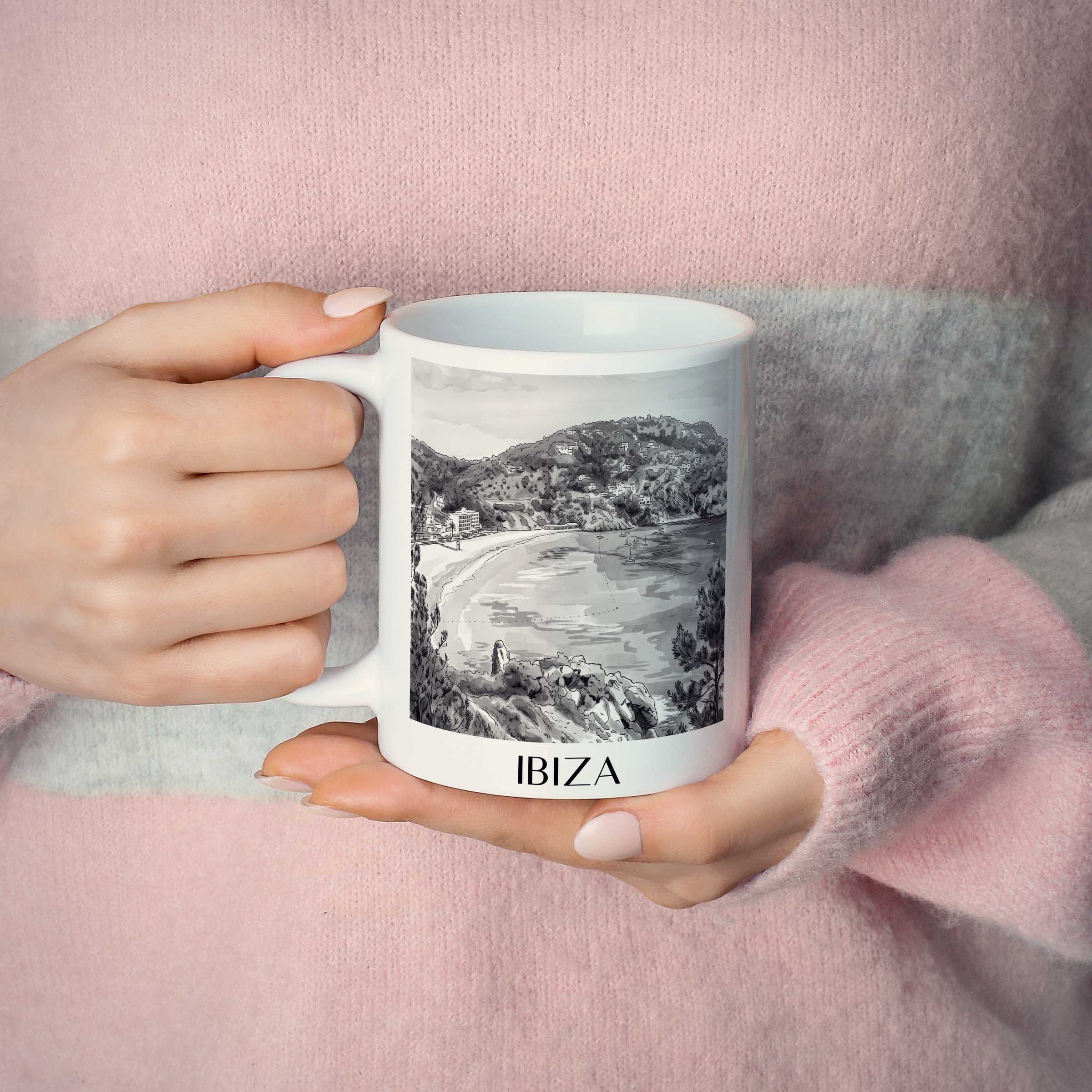 ibiza-spanien-kaffeebecher-aquarell-schwarz-weiss