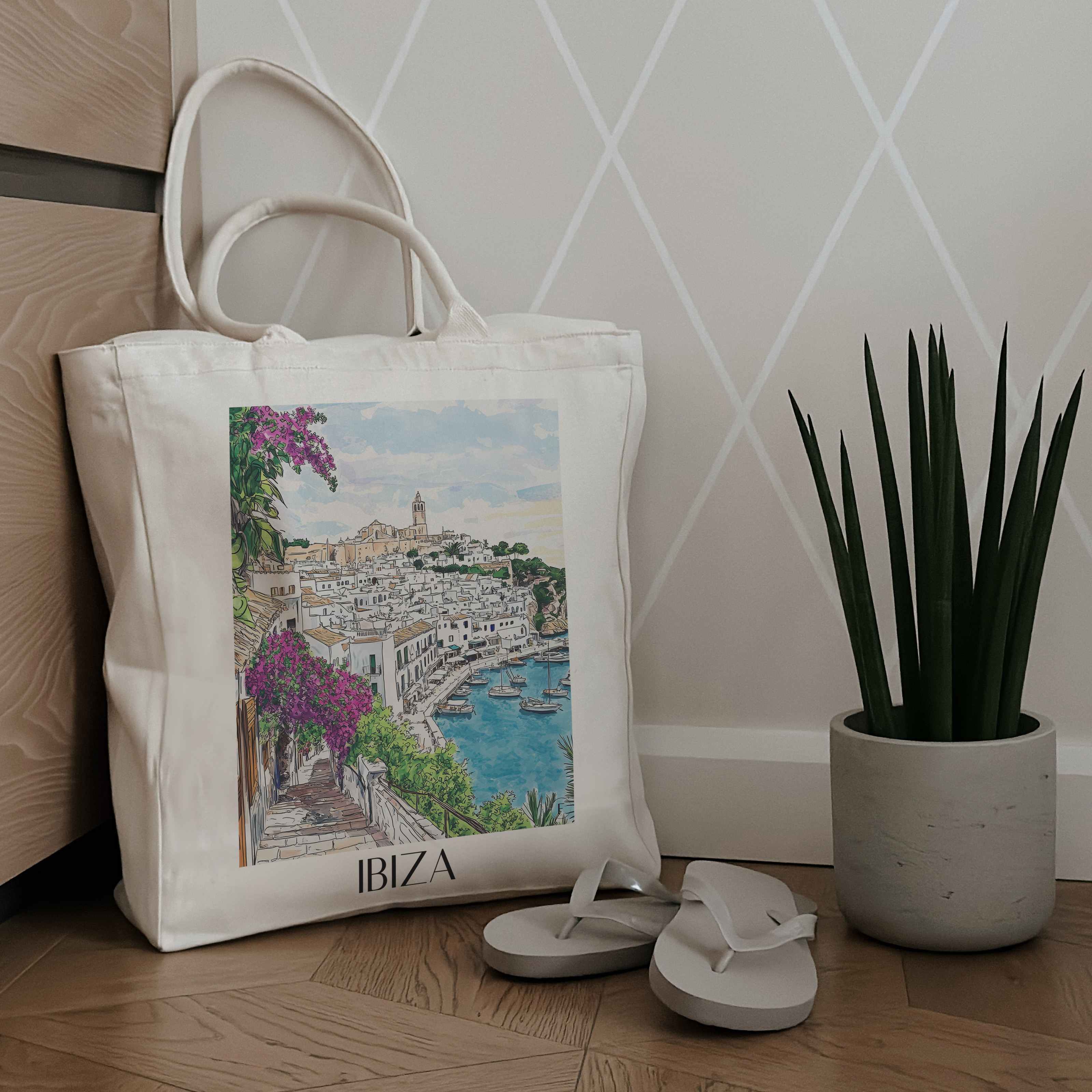 ibiza-spanien-einkaufstasche-aquarell