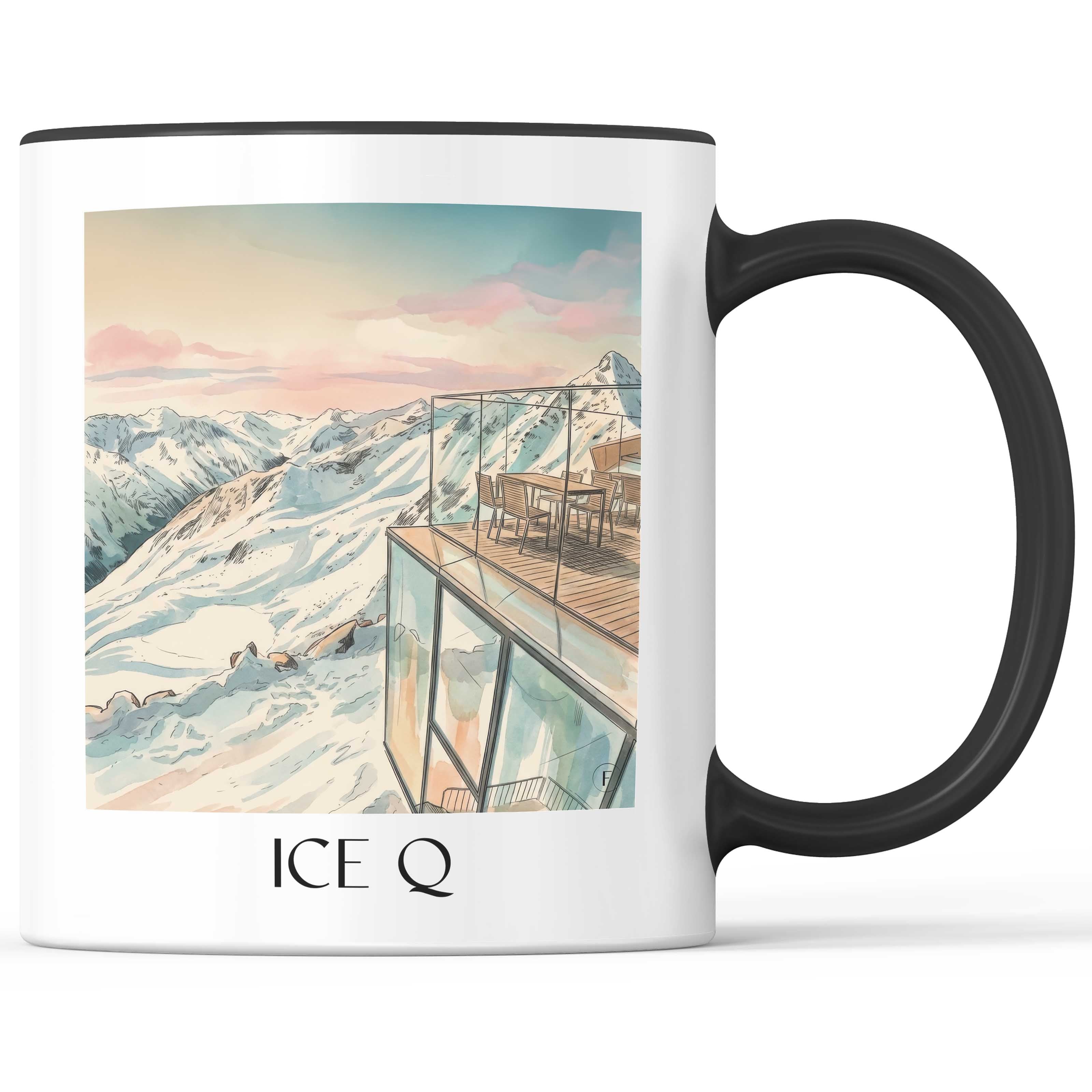Ice Q Kaffeebecher - Sölden - Österreich und Österreich Becher - Kaffeetasse im Aquarell Stil - favplace