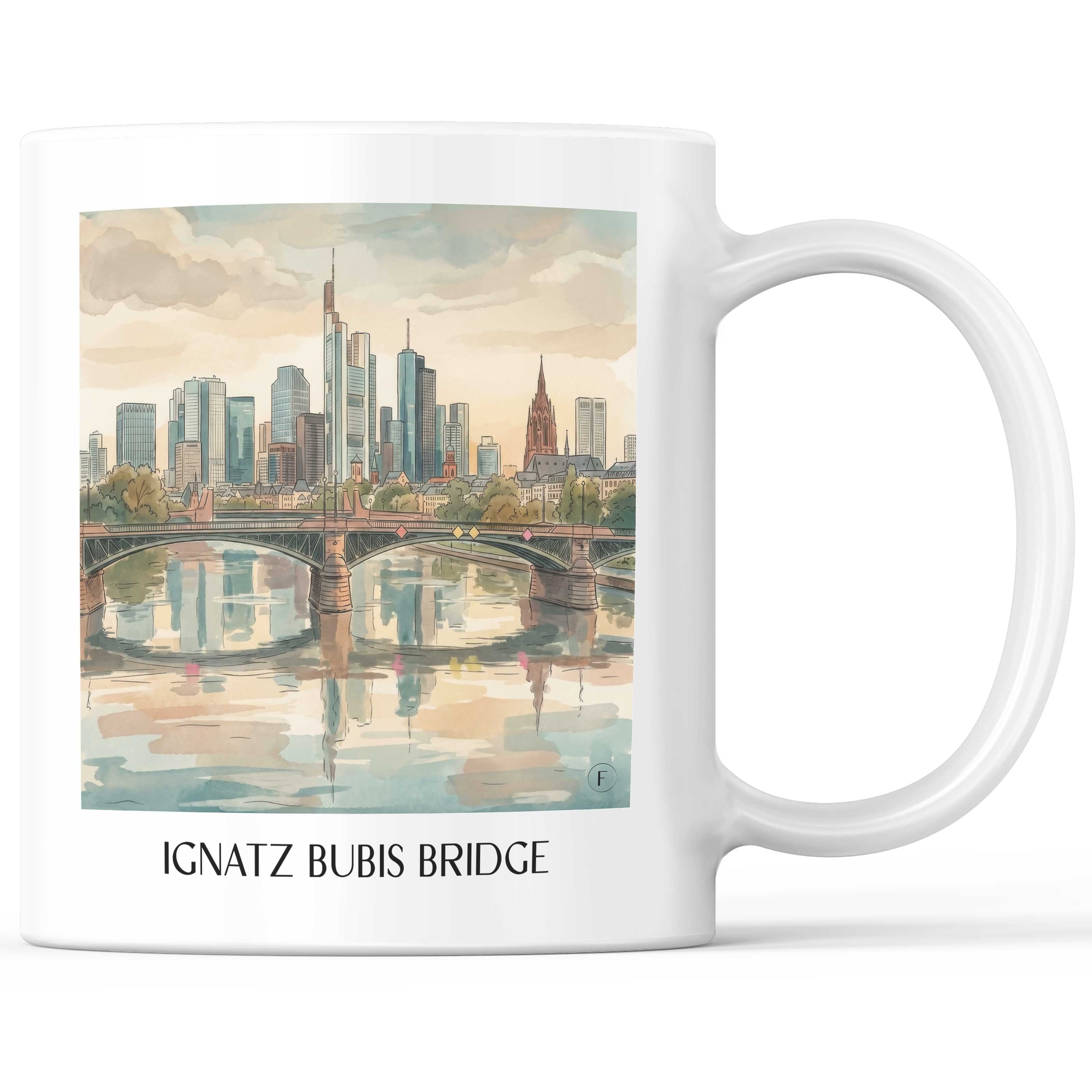 Ignatz-Bubis-Brücke Kaffeebecher - Frankfurt - Deutschland Becher - Kaffeetasse im Aquarell Stil - favplace