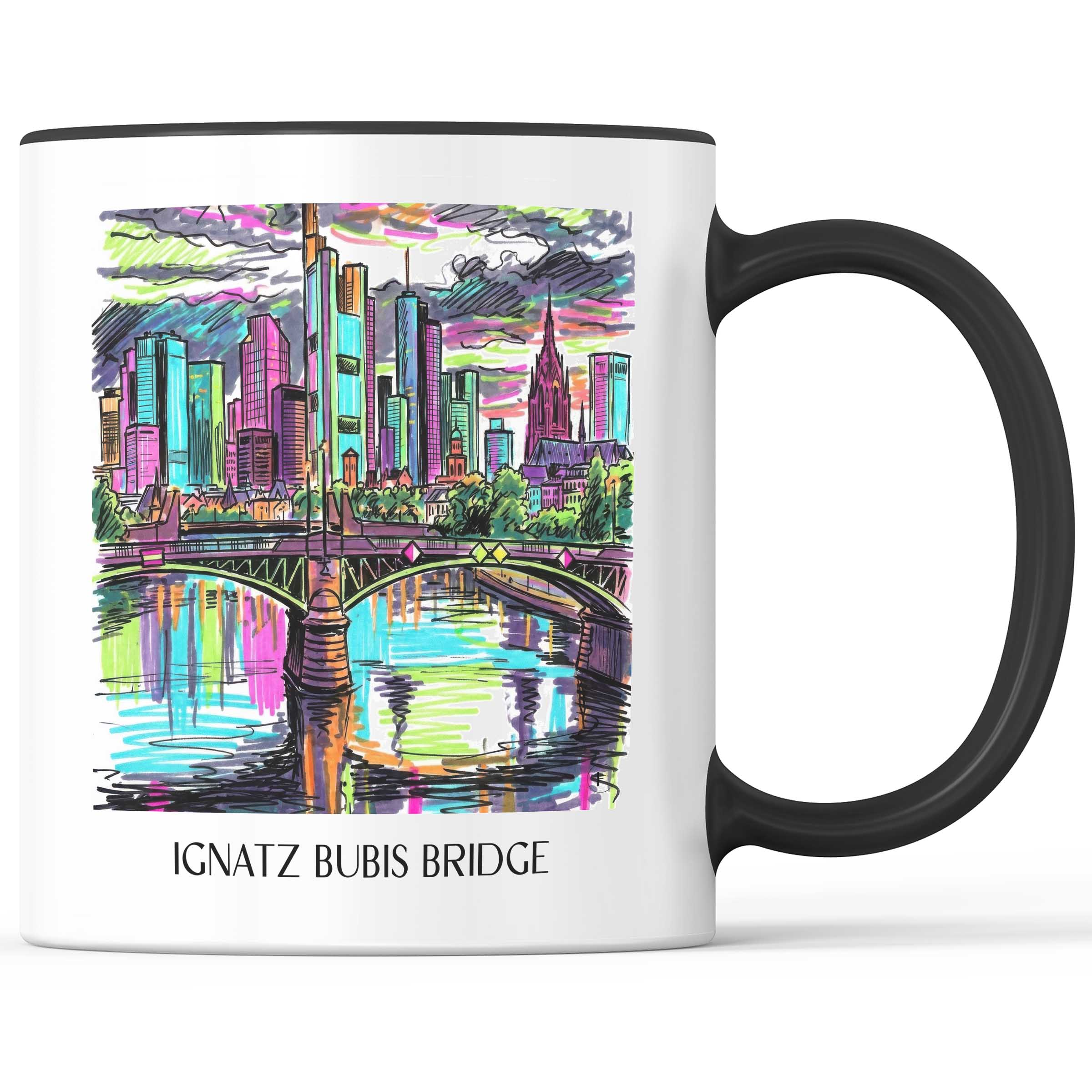 Ignatz-Bubis-Brücke Kaffeebecher - Frankfurt - Deutschland Becher - Kaffeetasse im Tag Graffiti Stil