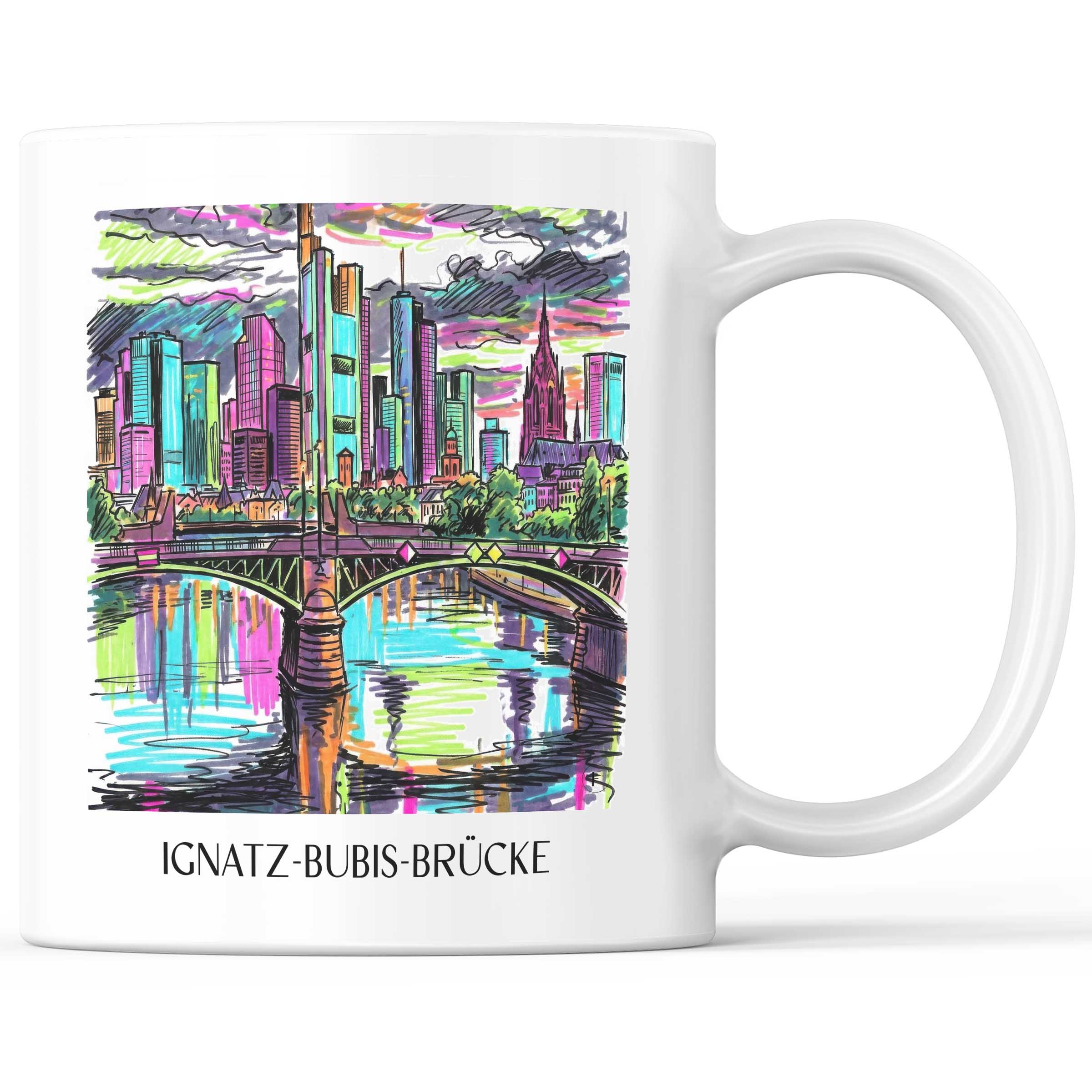 Ignatz-Bubis-Brücke Kaffeebecher - Frankfurt - Deutschland Becher - Kaffeetasse im Tag Graffiti Stil
