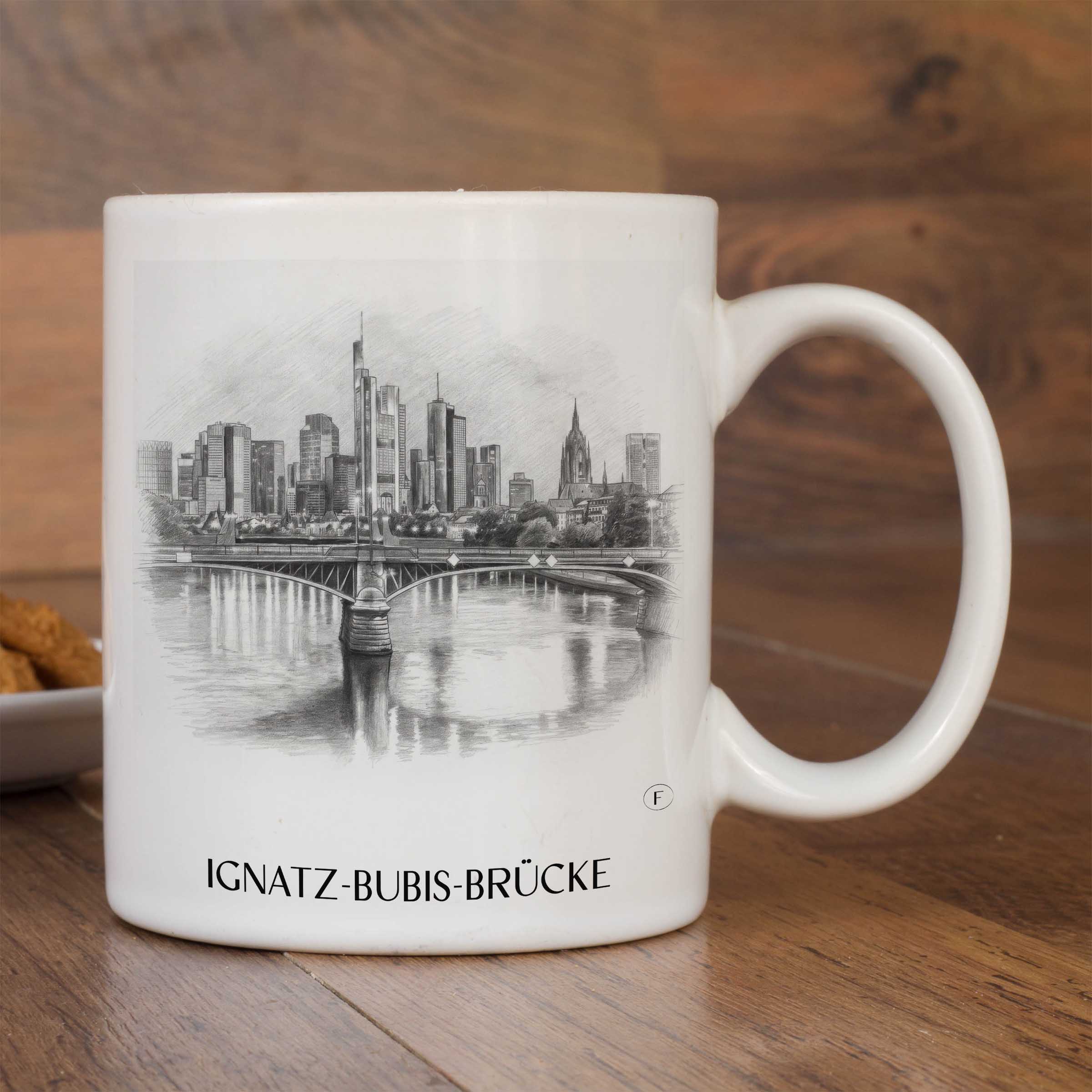 ignatz-bubis-brücke-frankfurt-deutschland-kaffeebecher-bleistift-zeichnung-drawing