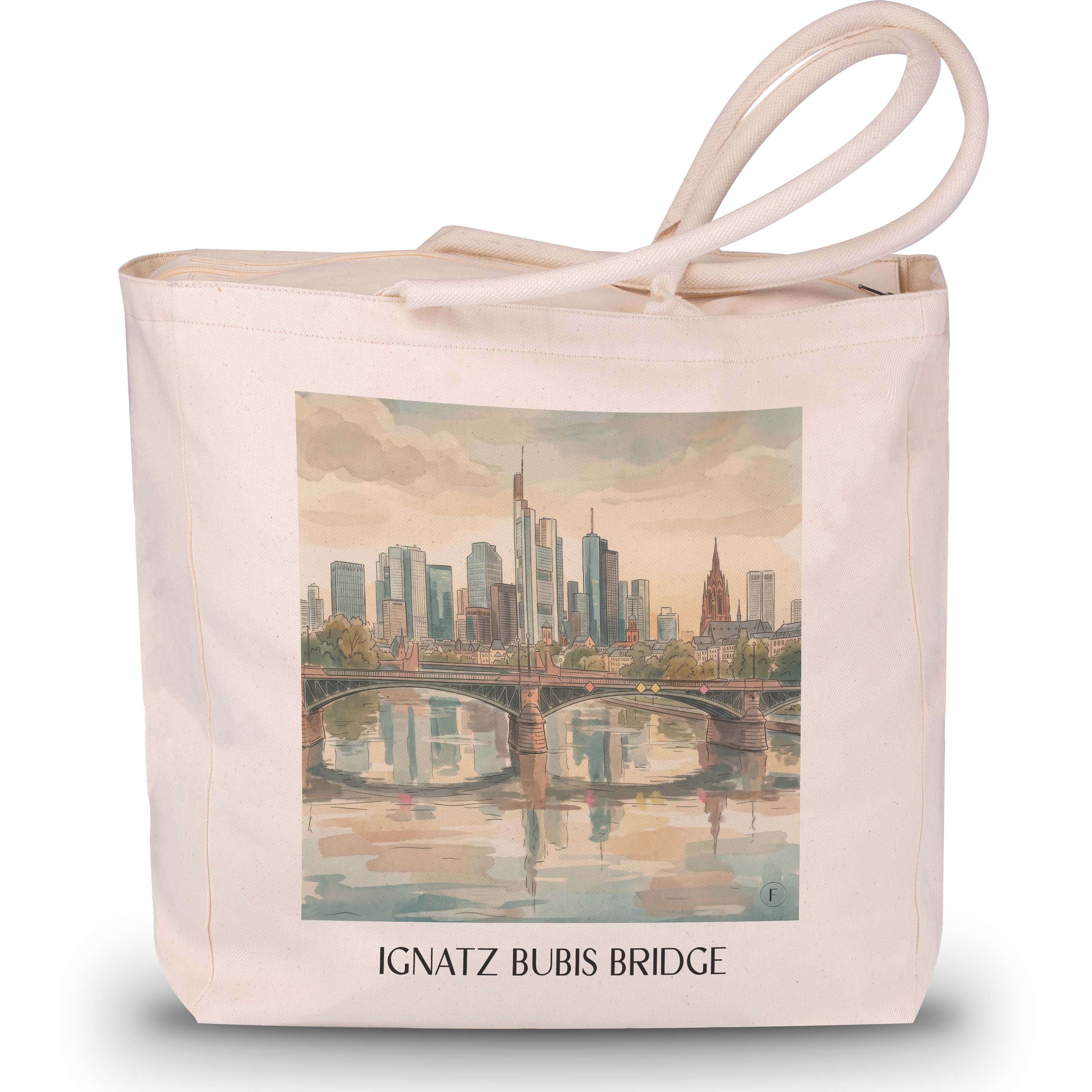 Ignatz-Bubis-Brücke Shopping Tasche - Frankfurt - Deutschland Tote Bag - Einkaufstasche im Aquarell Stil - favplace