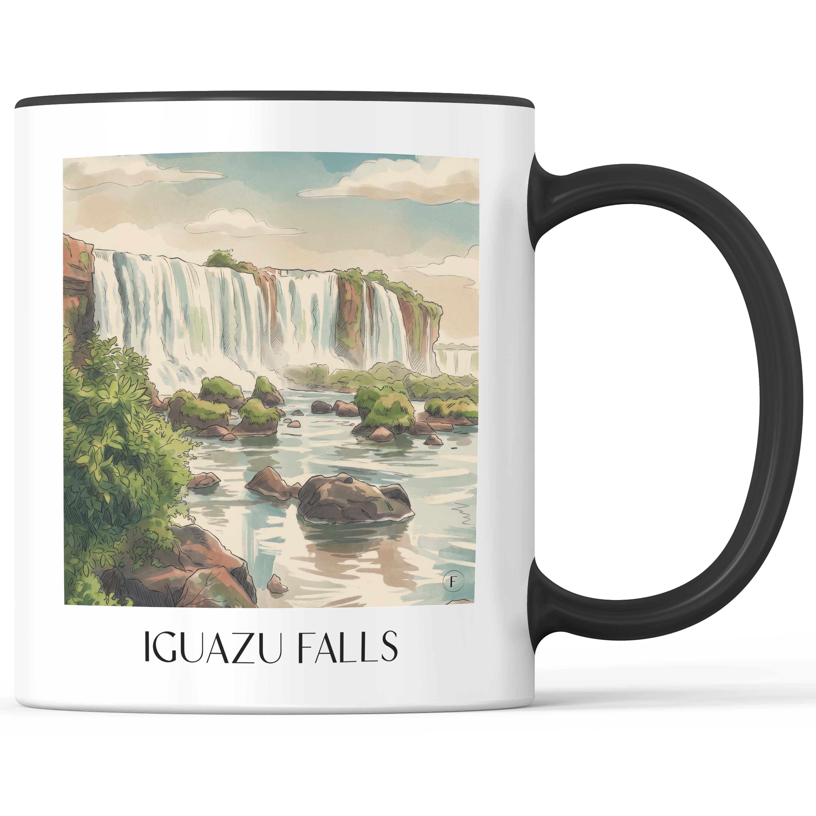Iguazú Wasserfälle Becher - Kaffeetasse im Aquarell Stil - favplace