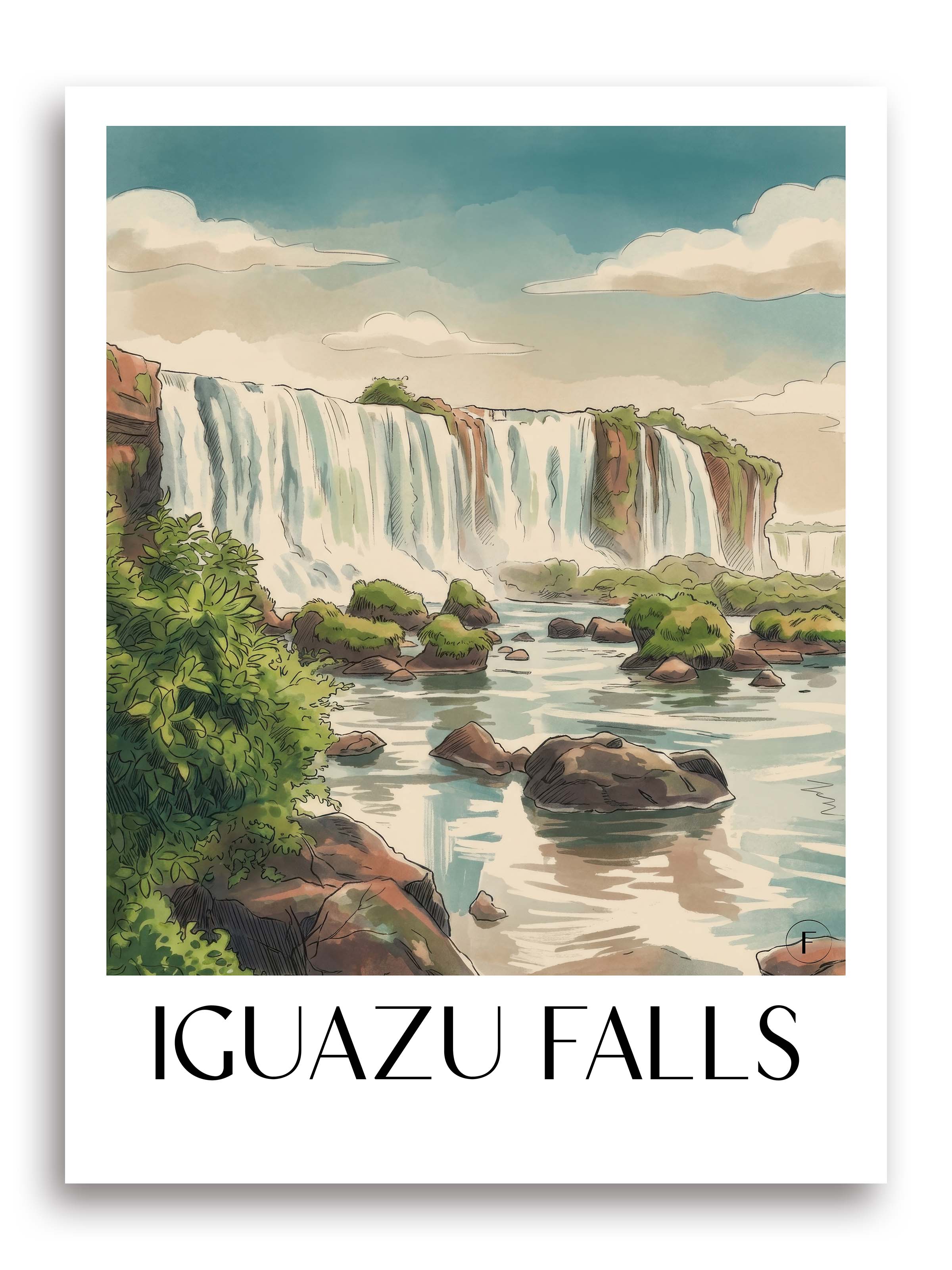 Iguazú Wasserfälle Poster - Kunstdruck - Aquarell von A4 bis A1 - favplace