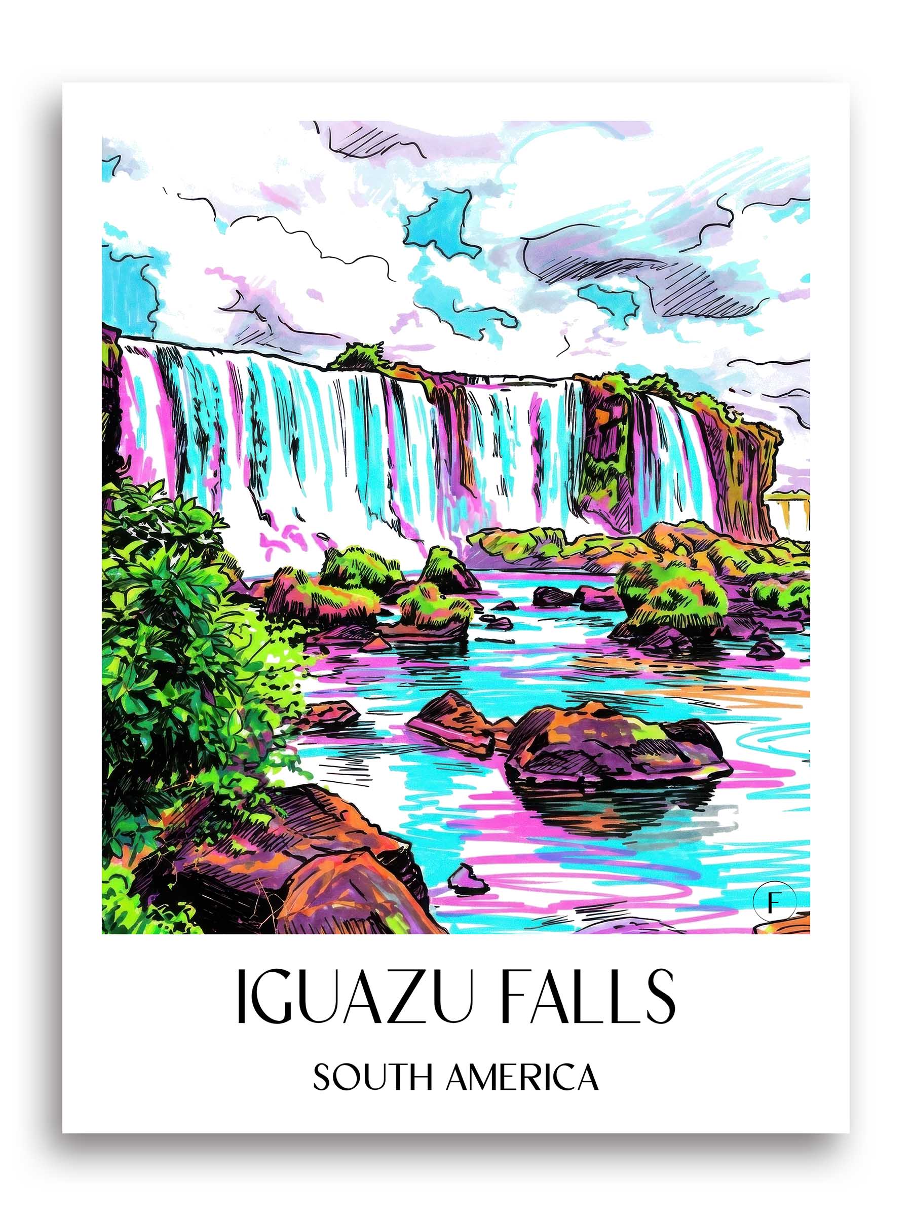 Iguazú Wasserfälle Poster - - Südamerika Kunstdruck - Tag Graffiti von A4 bis A1 - favplace