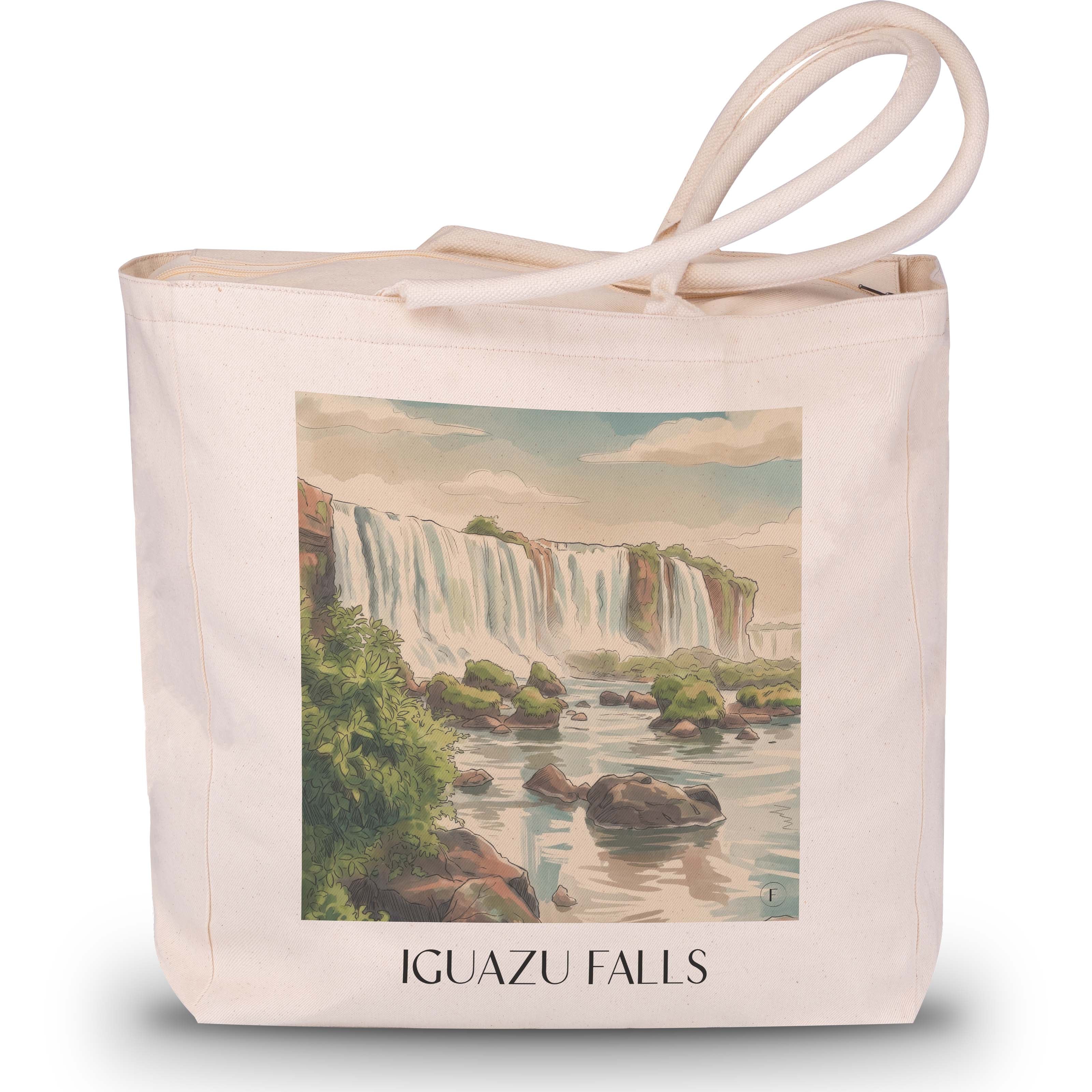 Iguazú Wasserfälle Tote Bag - Einkaufstasche im Aquarell Stil - favplace