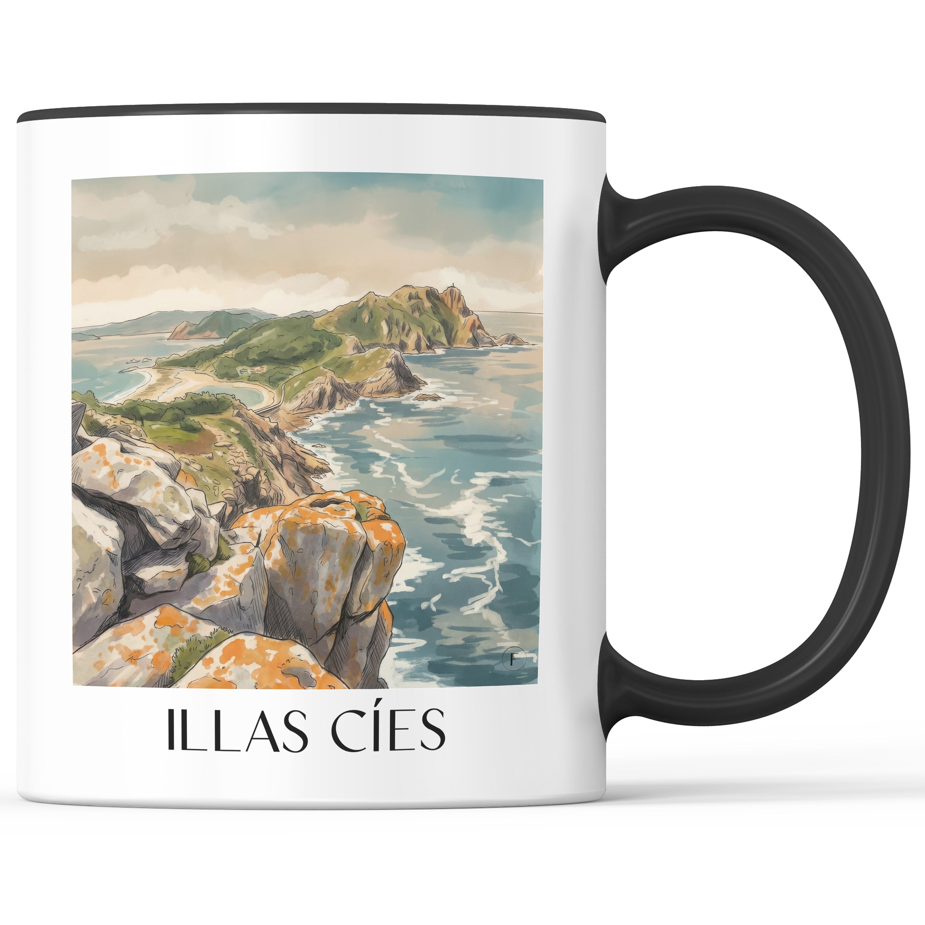 illas-cíes-spanien-spanien-kaffeebecher-aquarell