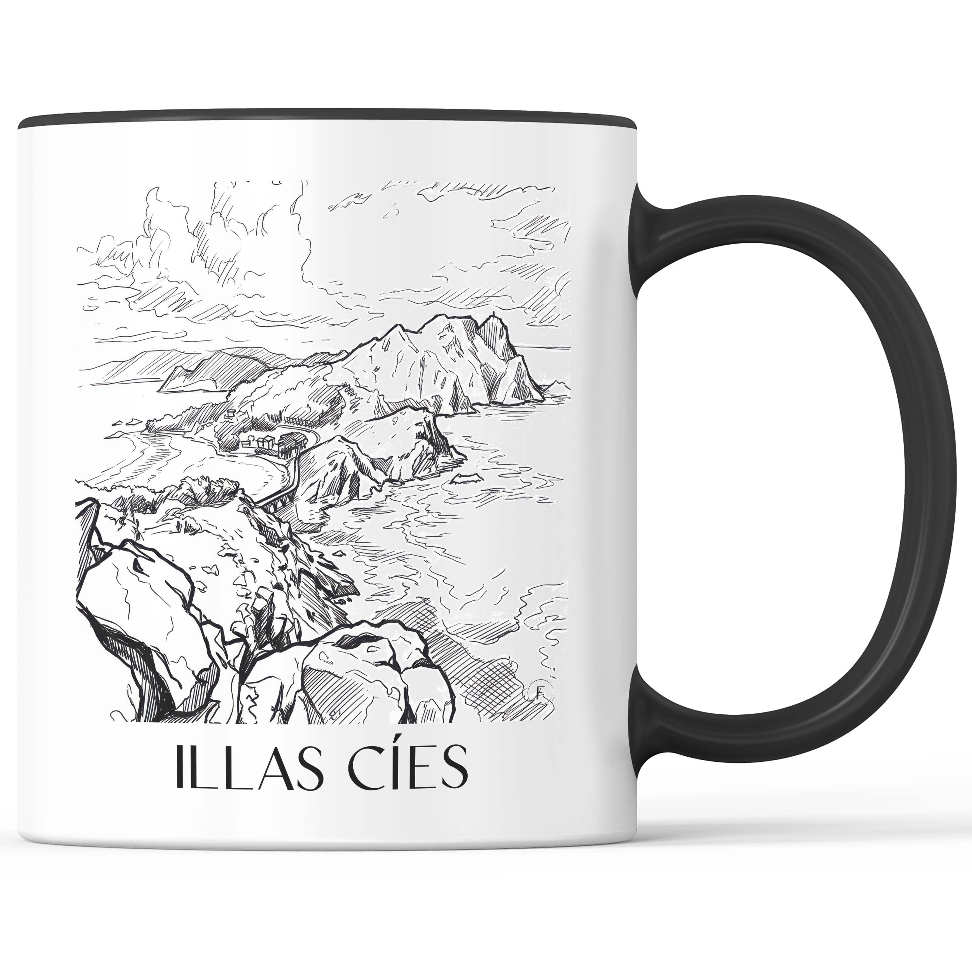 illas-cíes-spanien-spanien-kaffeebecher-skizze