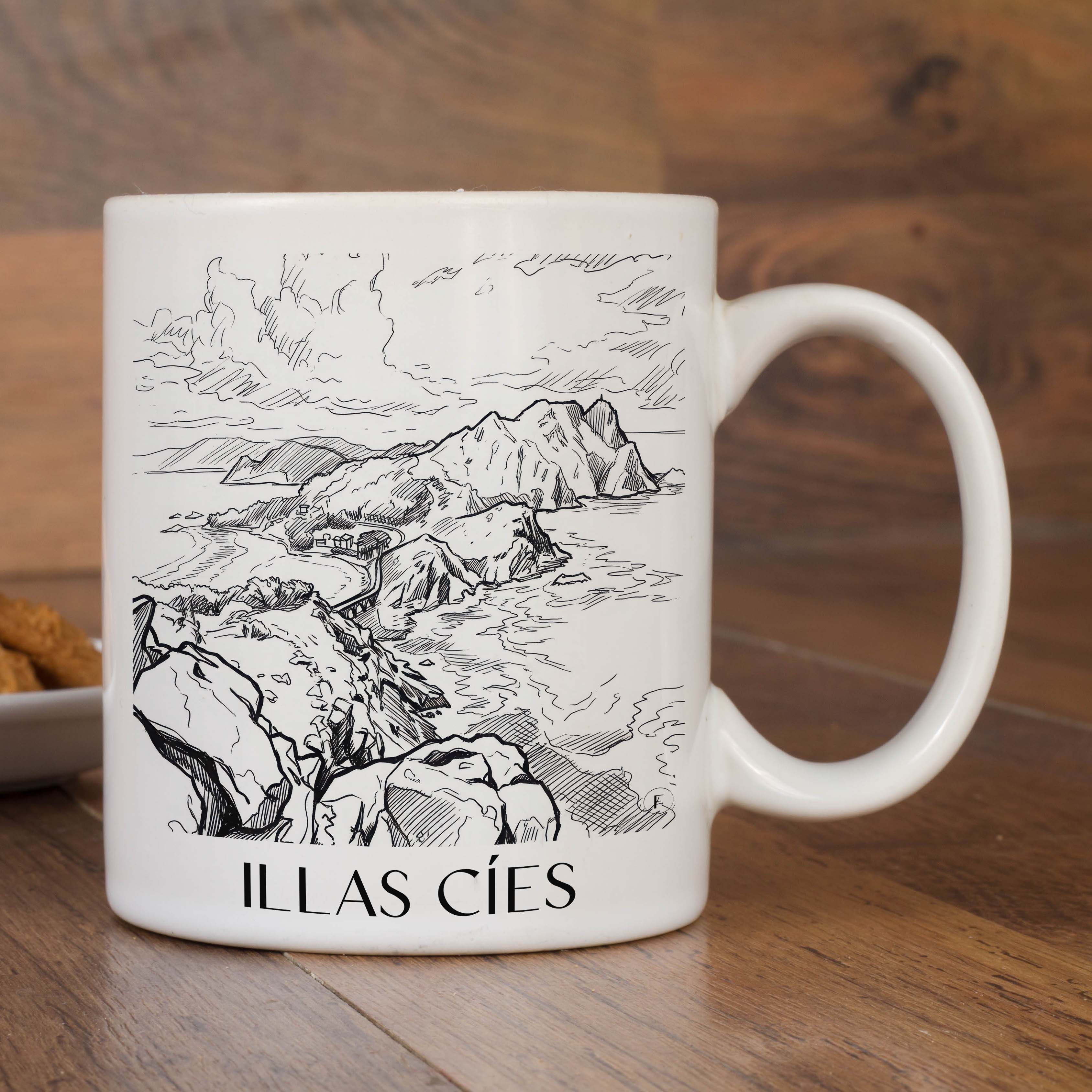 illas-cíes-spanien-spanien-kaffeebecher-skizze