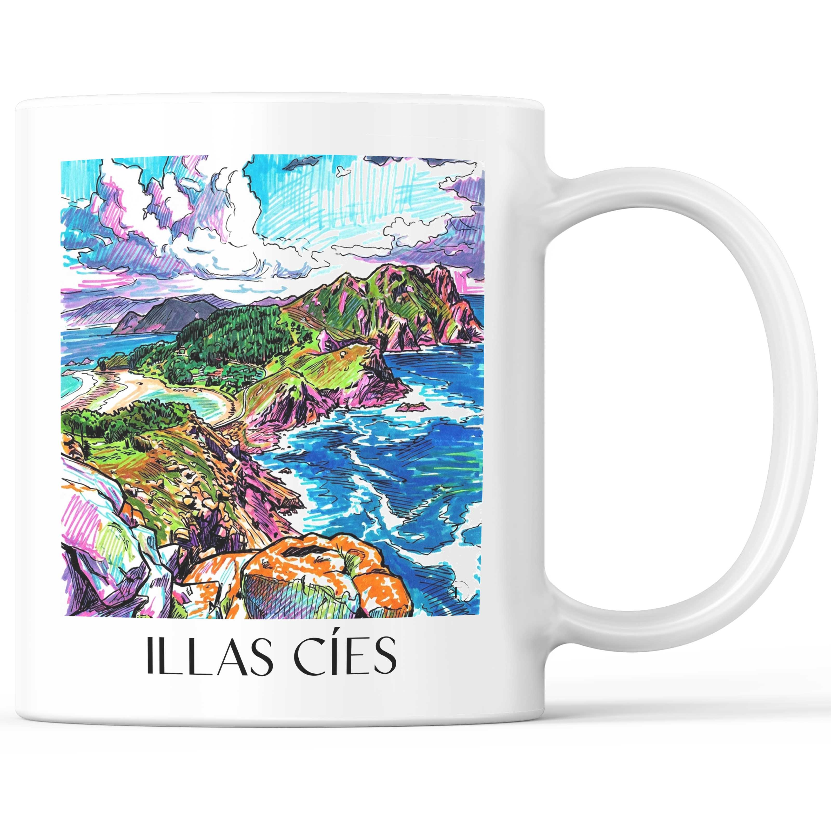 Illas Cíes Kaffeebecher - Spanien - Spanien Becher - Kaffeetasse im Tag Graffiti Stil - favplace