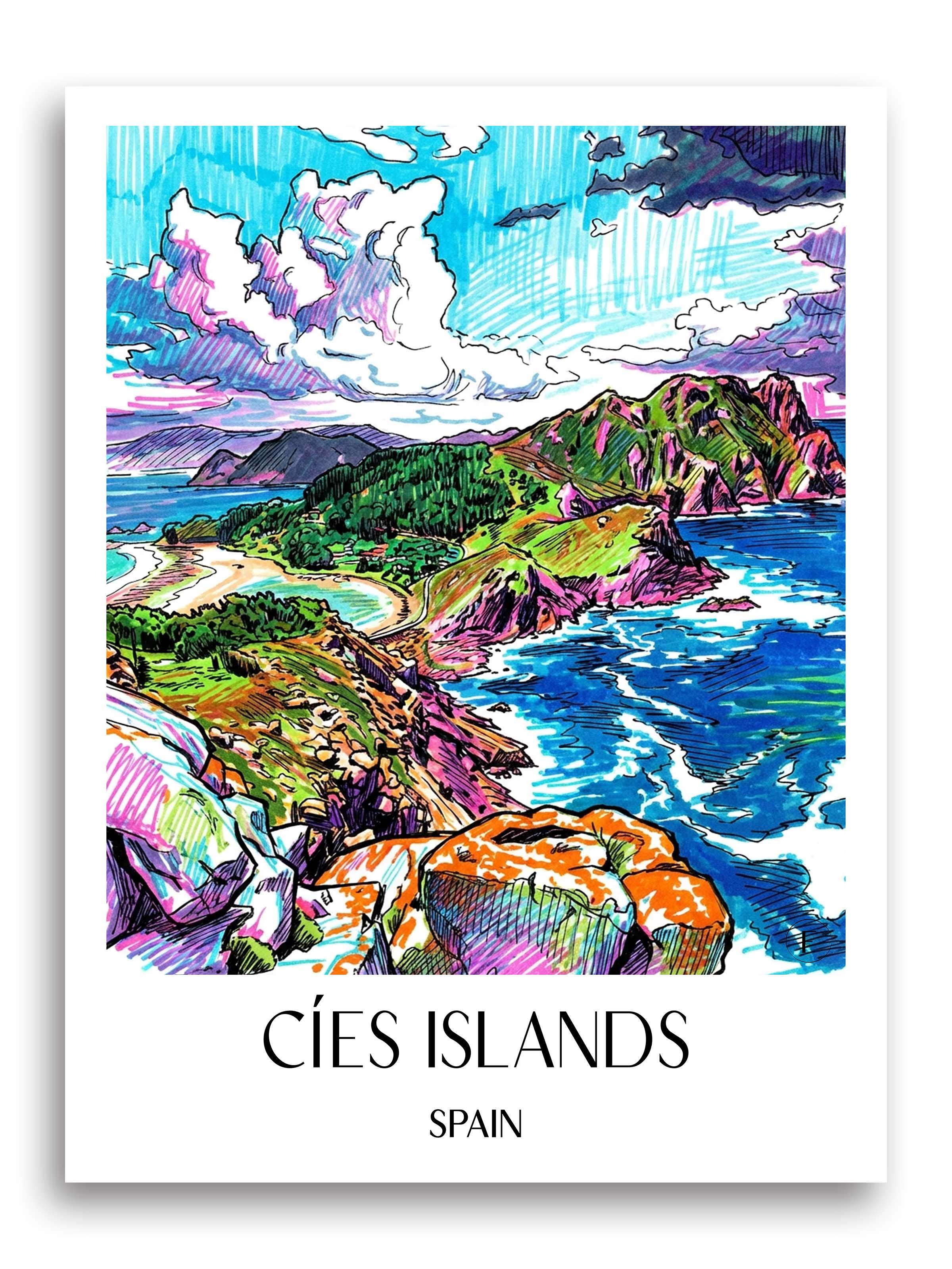 Illas Cíes Poster - Spanien - Spanien Kunstdruck - Tag Graffiti von A4 bis A1 - favplace