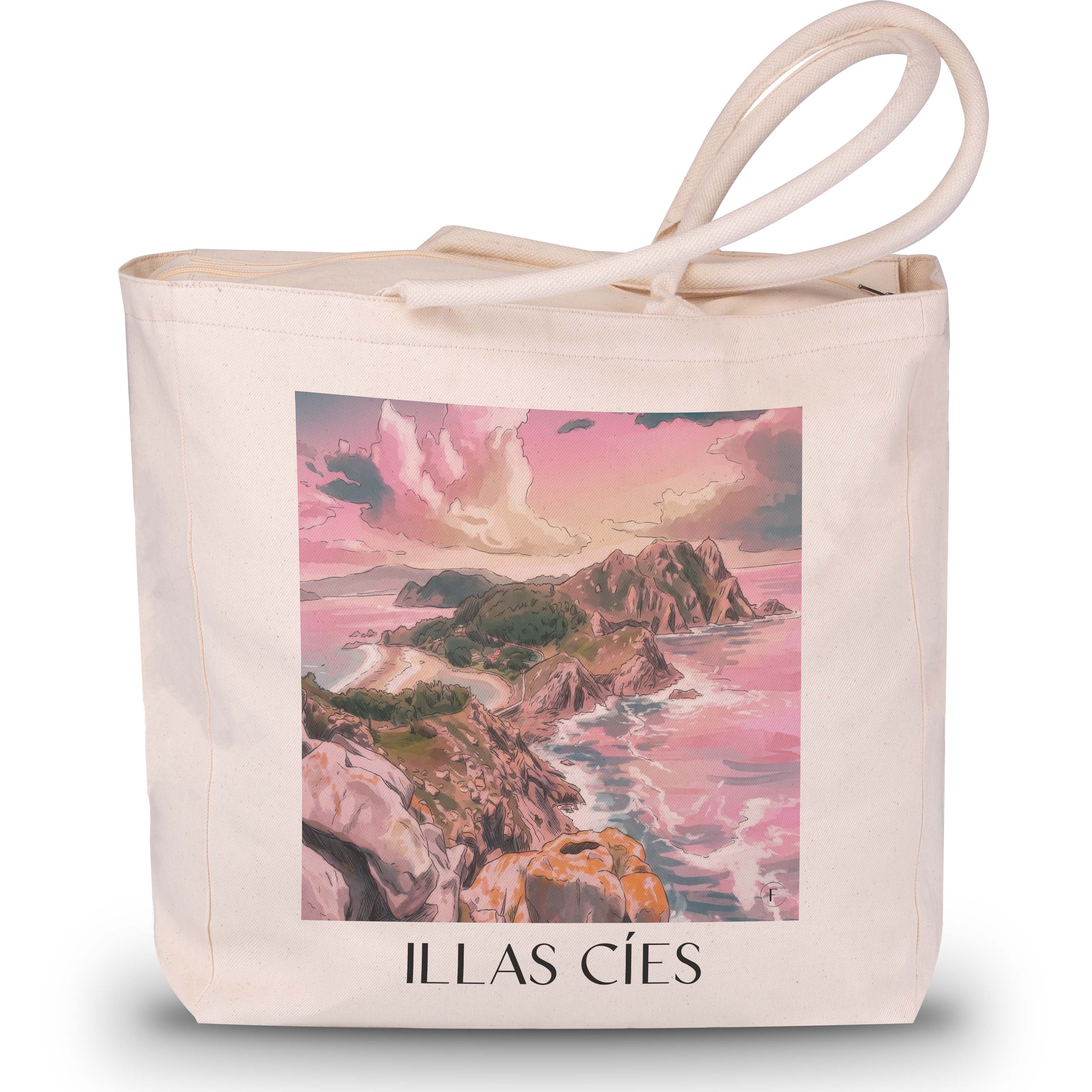illas-cíes-spanien-spanien-einkaufstasche-aquarell-pink-rosa