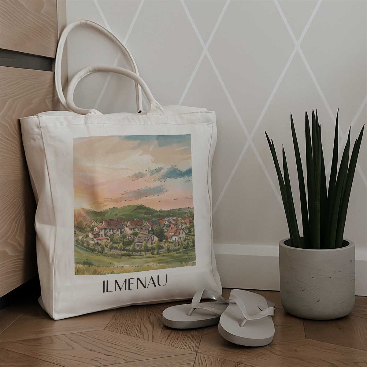 ilmenau-thüringer-wald-deutschland-einkaufstasche-aquarell
