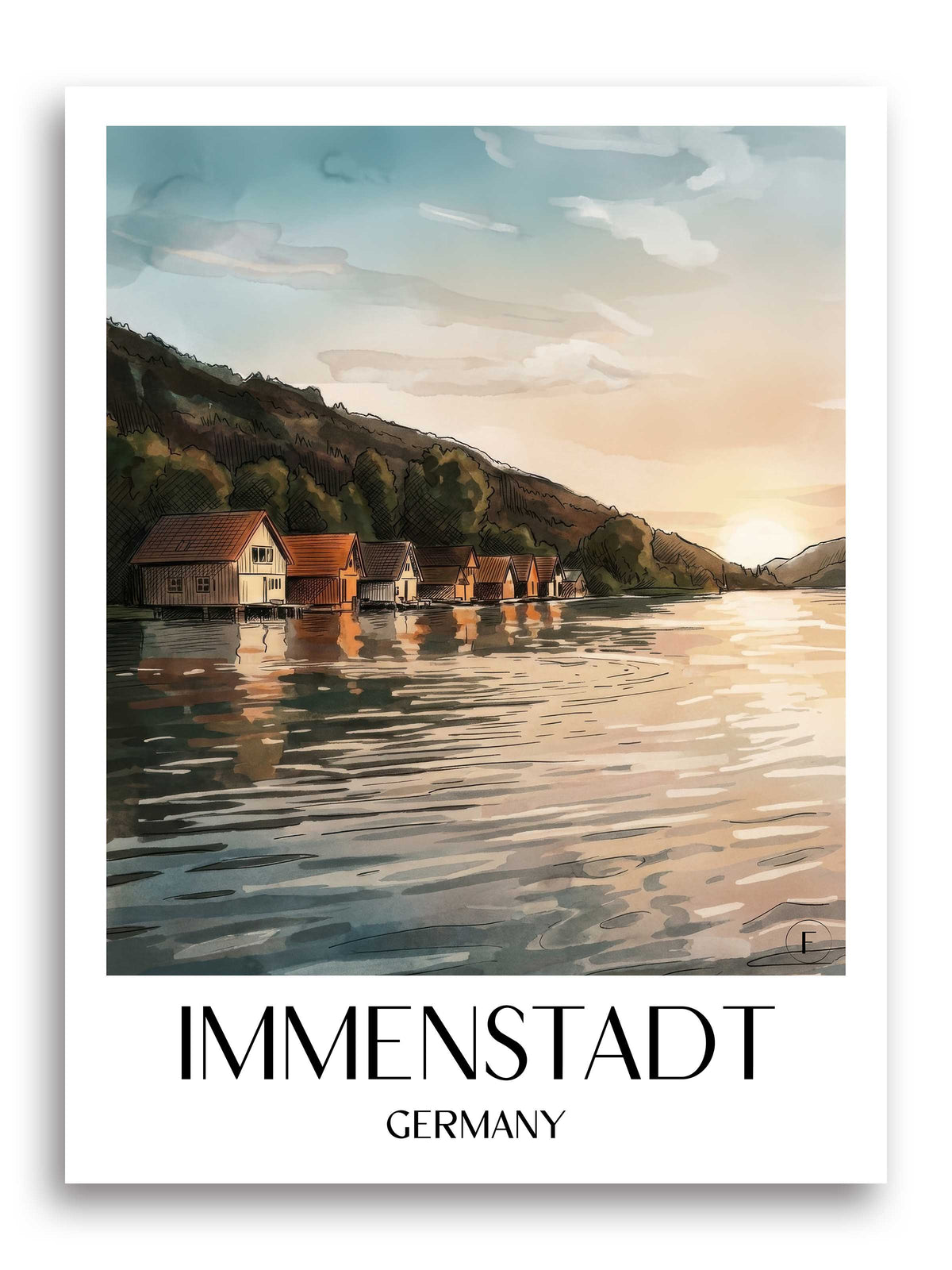 Immenstadt Poster - Oberallgäu - Deutschland Kunstdruck - Aquarell von A4 bis A1 - favplace