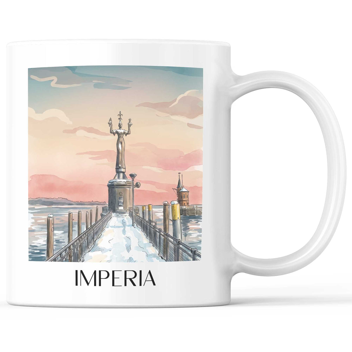 Imperia Kaffeebecher - Konstanz - Deutschland Becher - Kaffeetasse im Aquarell Stil - favplace