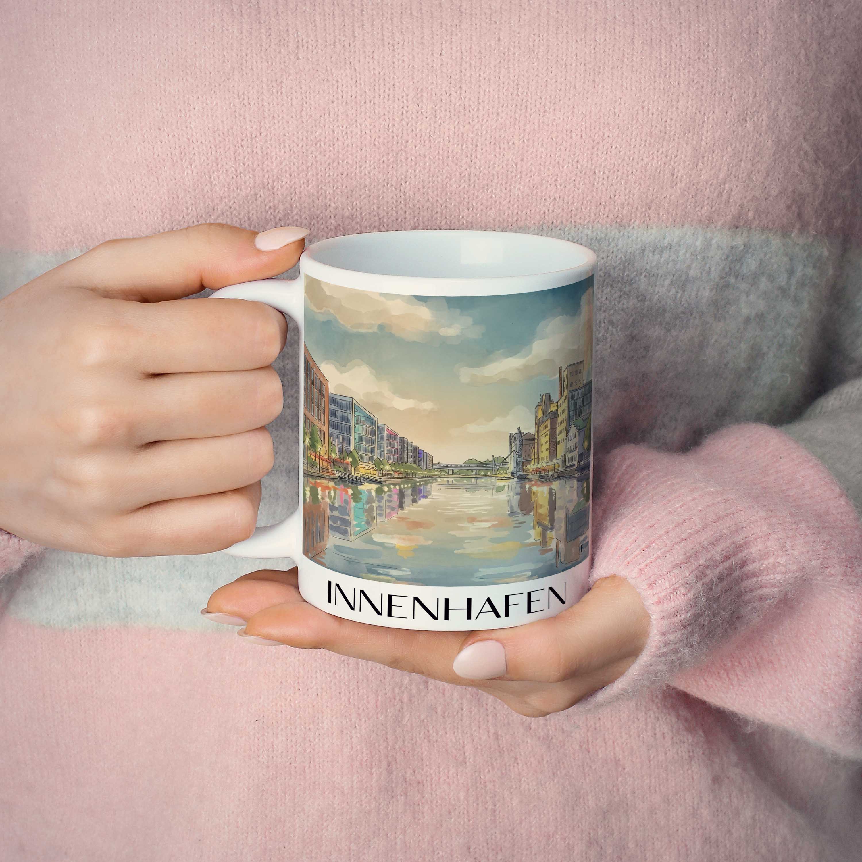 innenhafen-duisburg-deutschland-kaffeebecher-aquarell