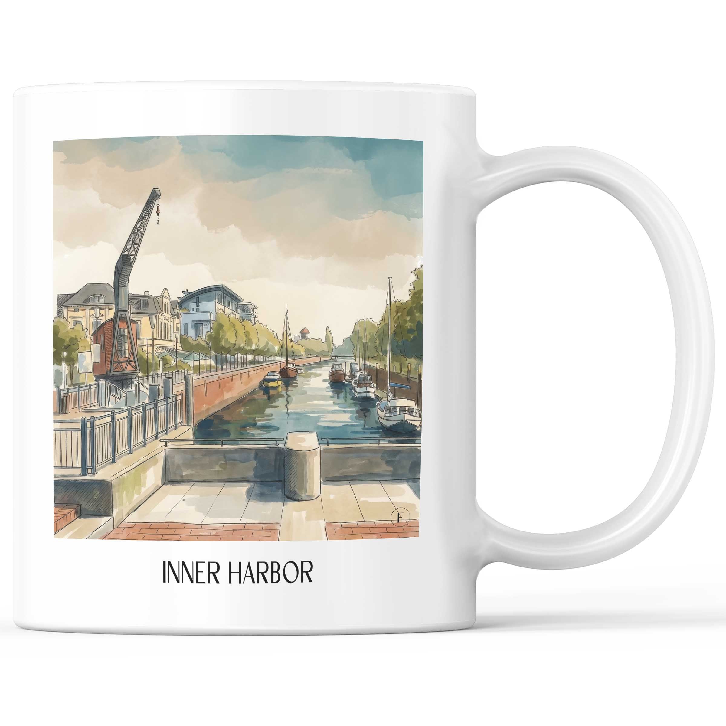 Innenhafen Kaffeebecher - Oldenburg - Deutschland Becher - Kaffeetasse im Aquarell Stil - favplace