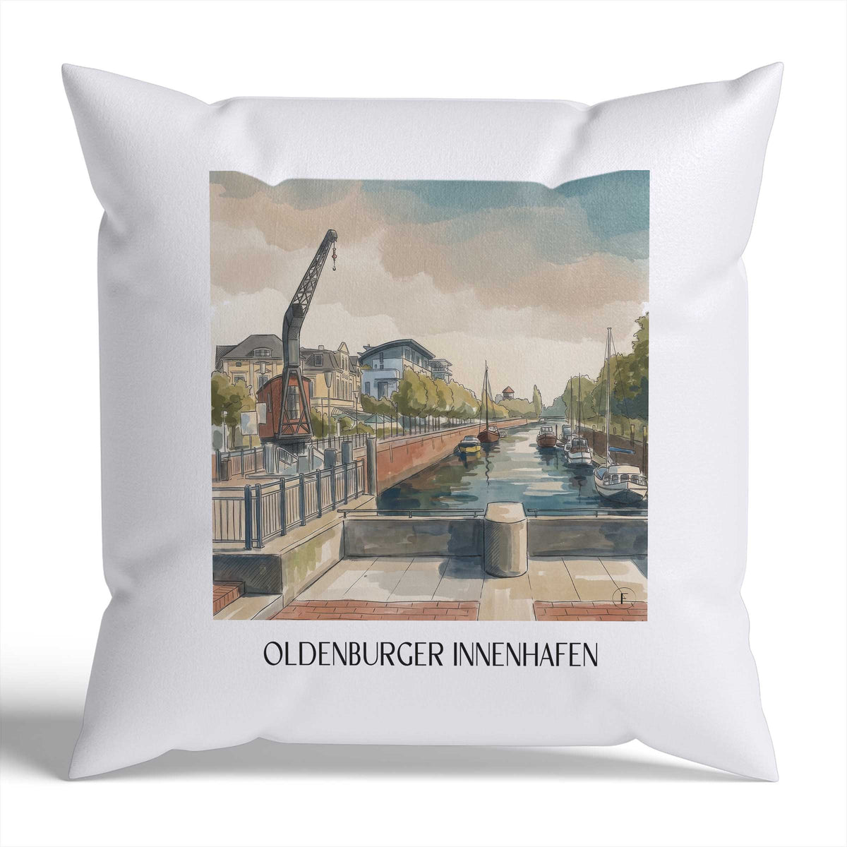 innenhafen-oldenburg-deutschland-kissenbezug-aquarell