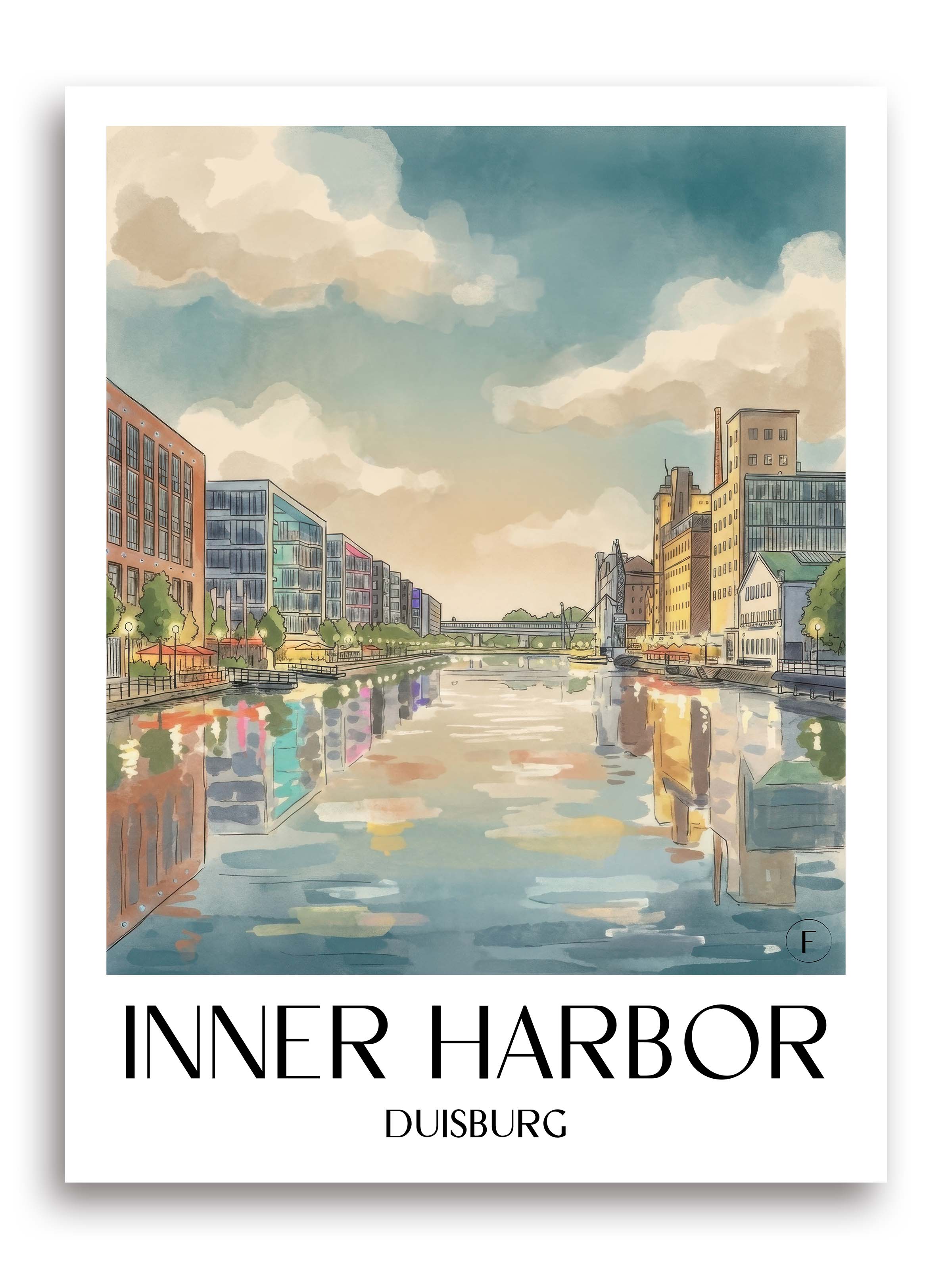 Innenhafen Poster - Duisburg - Deutschland Kunstdruck - Aquarell von A4 bis A1 - favplace