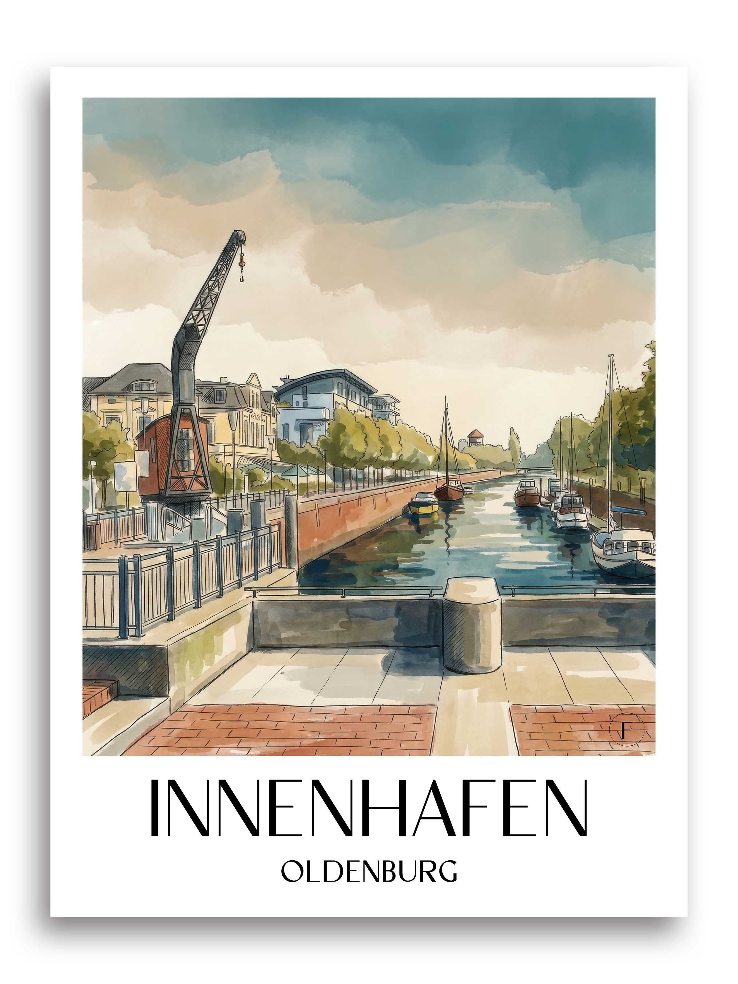 innenhafen-oldenburg-deutschland-poster-aquarell