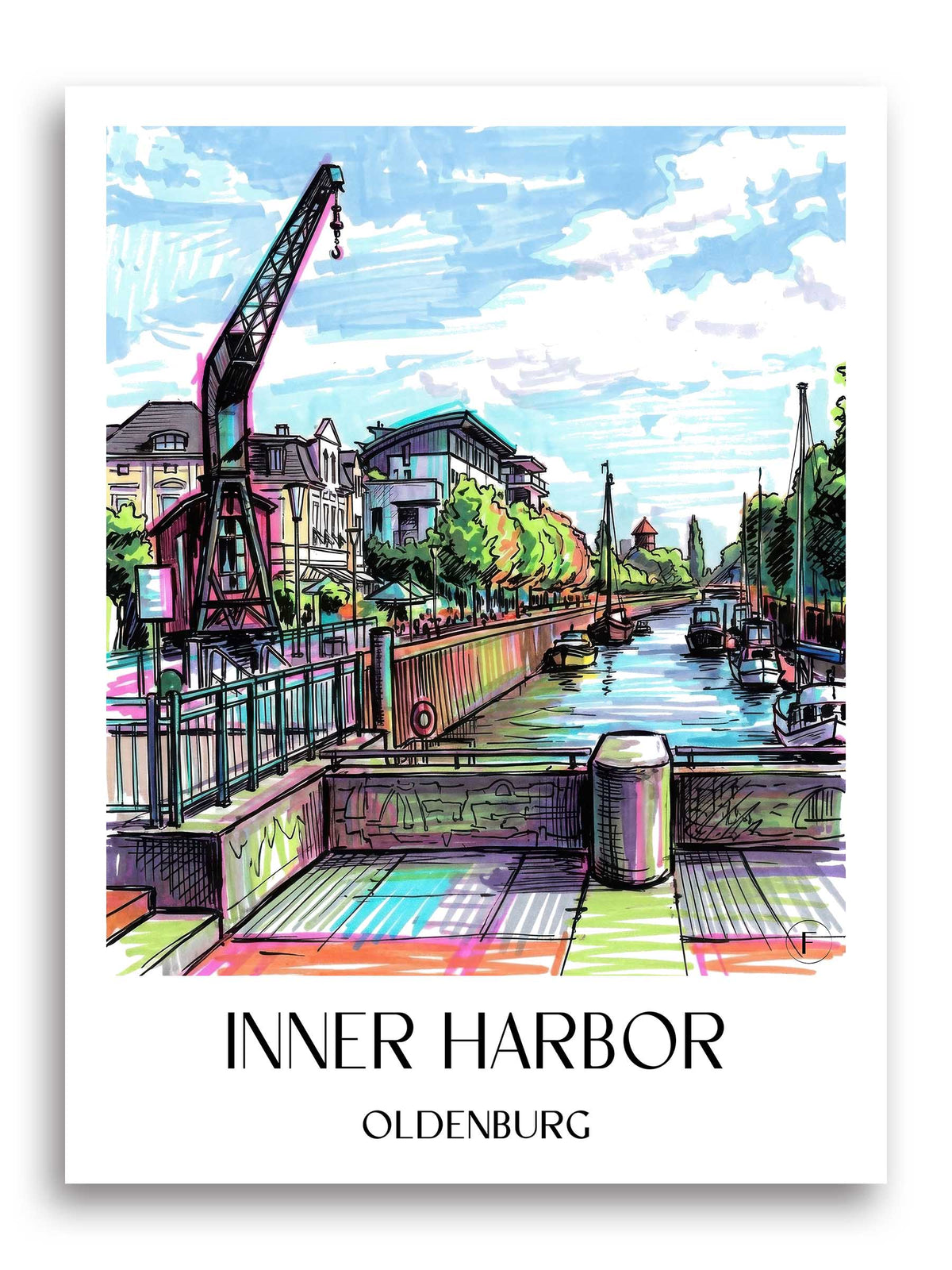 Innenhafen Poster - Oldenburg - Deutschland Kunstdruck - Tag Graffiti von A4 bis A1 - favplace