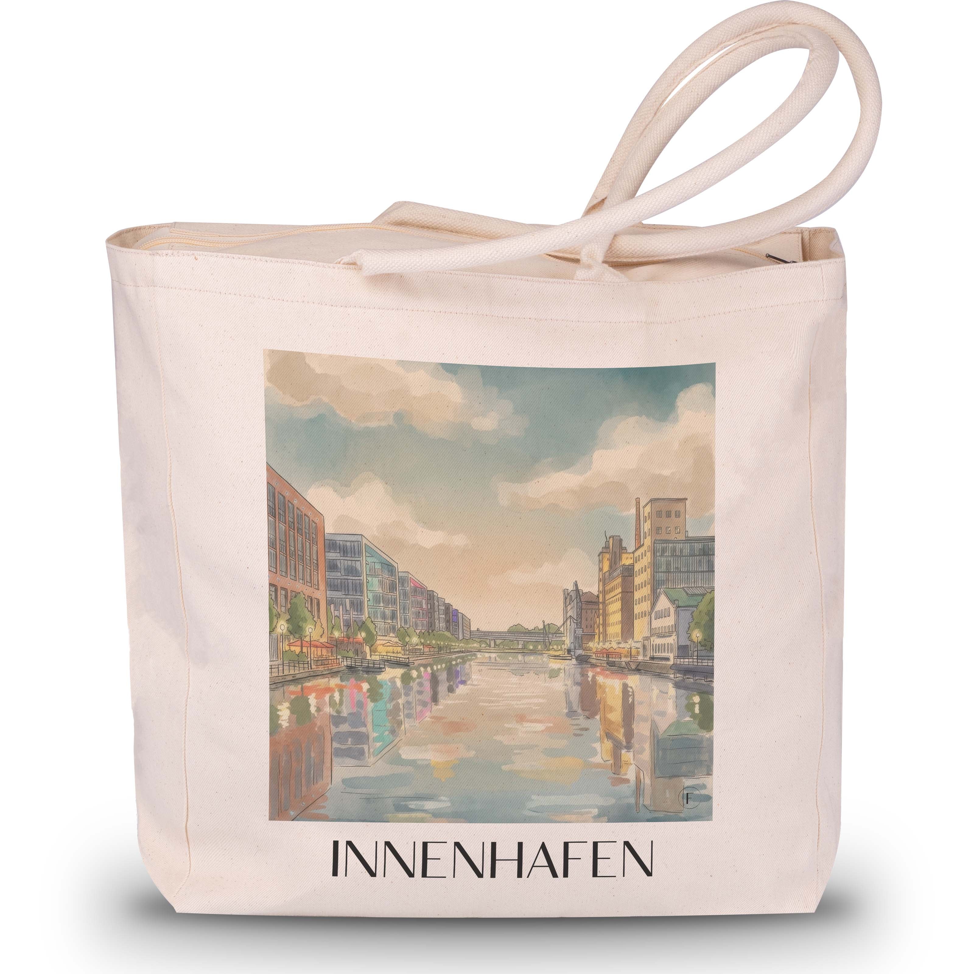 innenhafen-duisburg-deutschland-einkaufstasche-aquarell