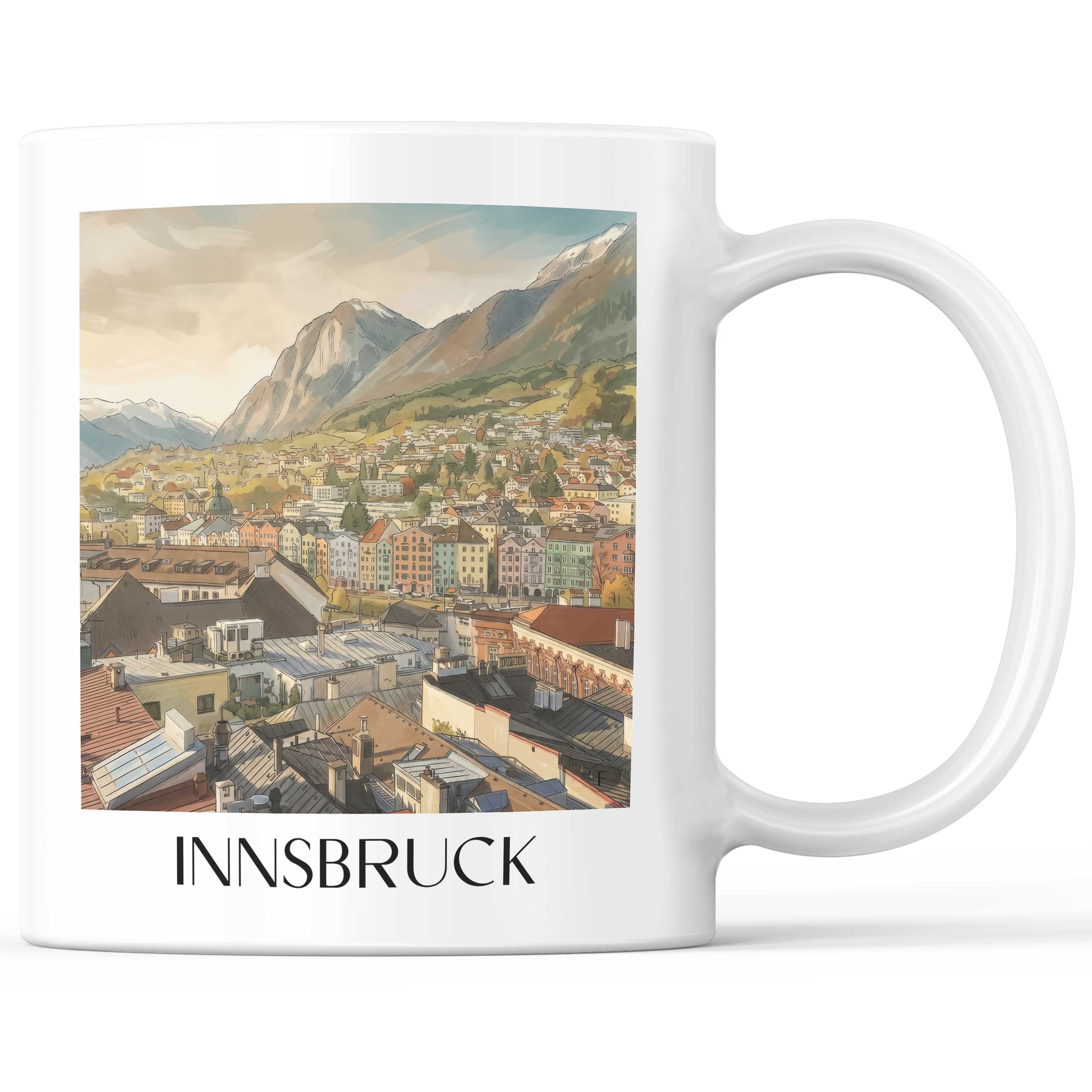 Innsbruck Kaffeebecher - Österreich - Österreich Becher - Kaffeetasse im Aquarell Stil - favplace