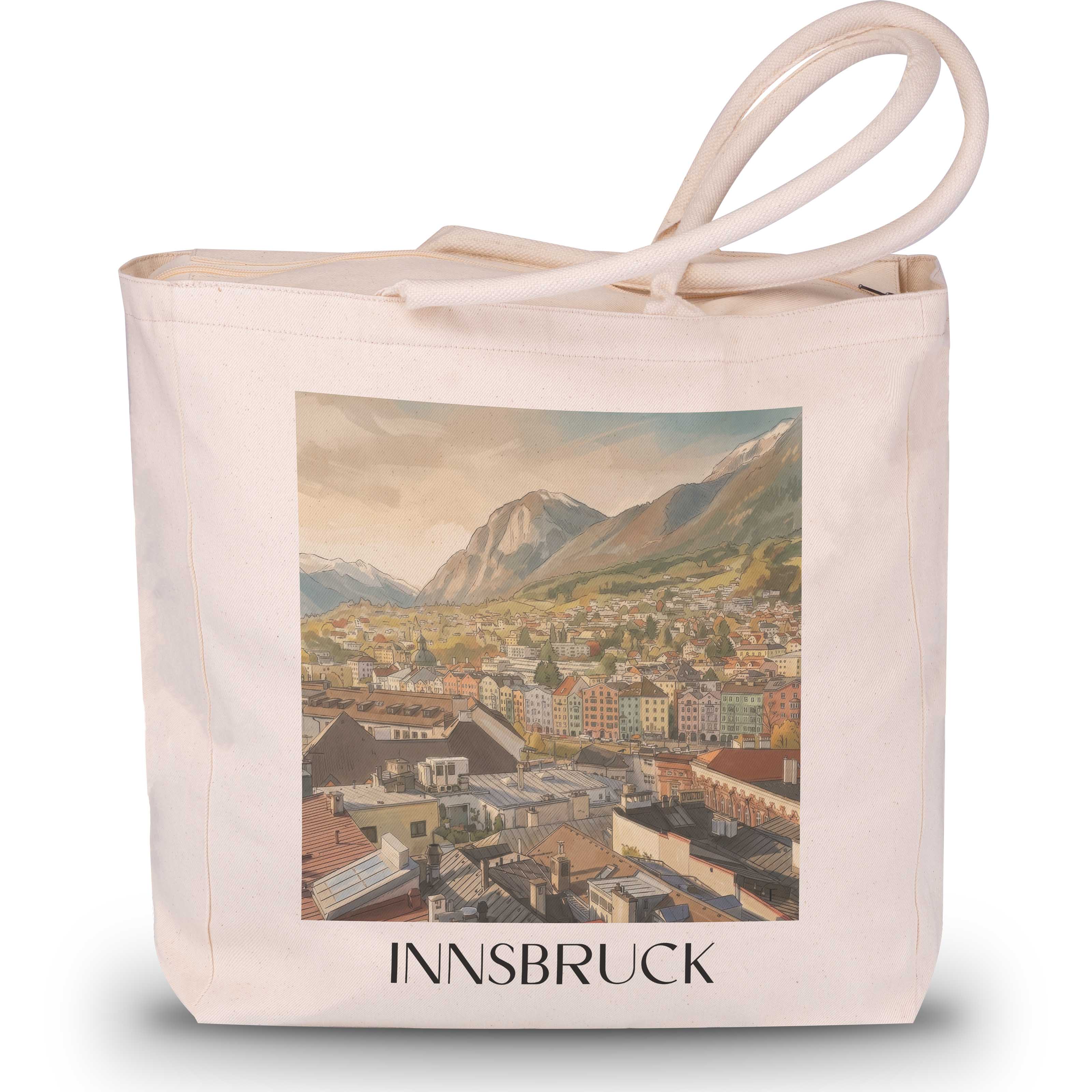 Innsbruck Shopping Tasche - Österreich - Österreich Tote Bag - Einkaufstasche im Aquarell Stil - favplace