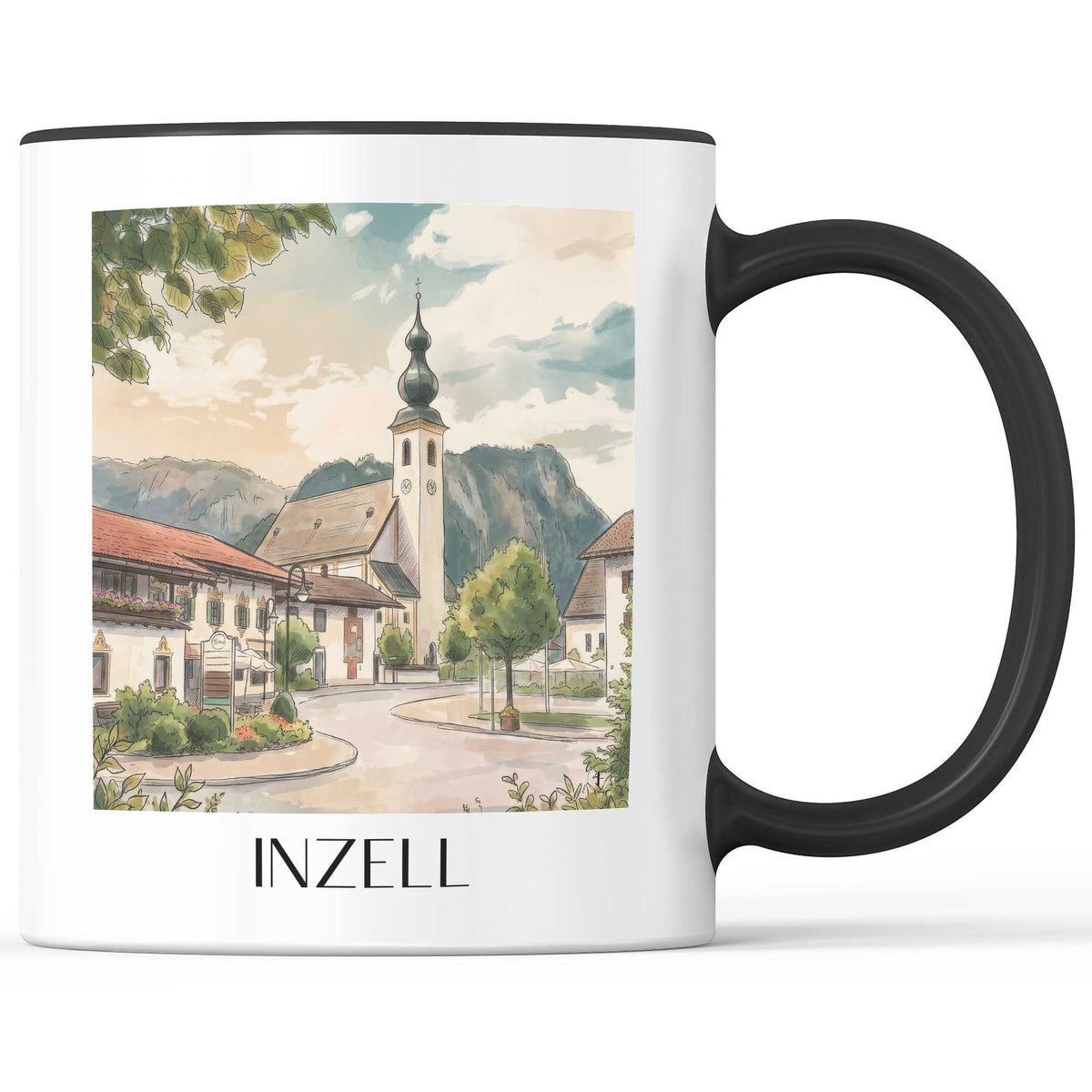 inzell-chiemgau-deutschland-kaffeebecher-aquarell