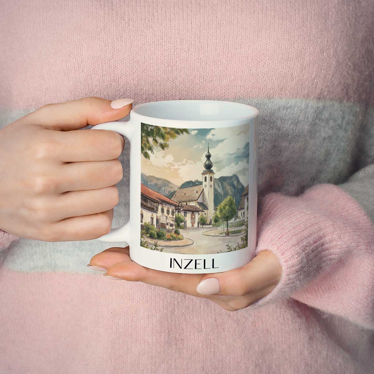 inzell-chiemgau-deutschland-kaffeebecher-aquarell