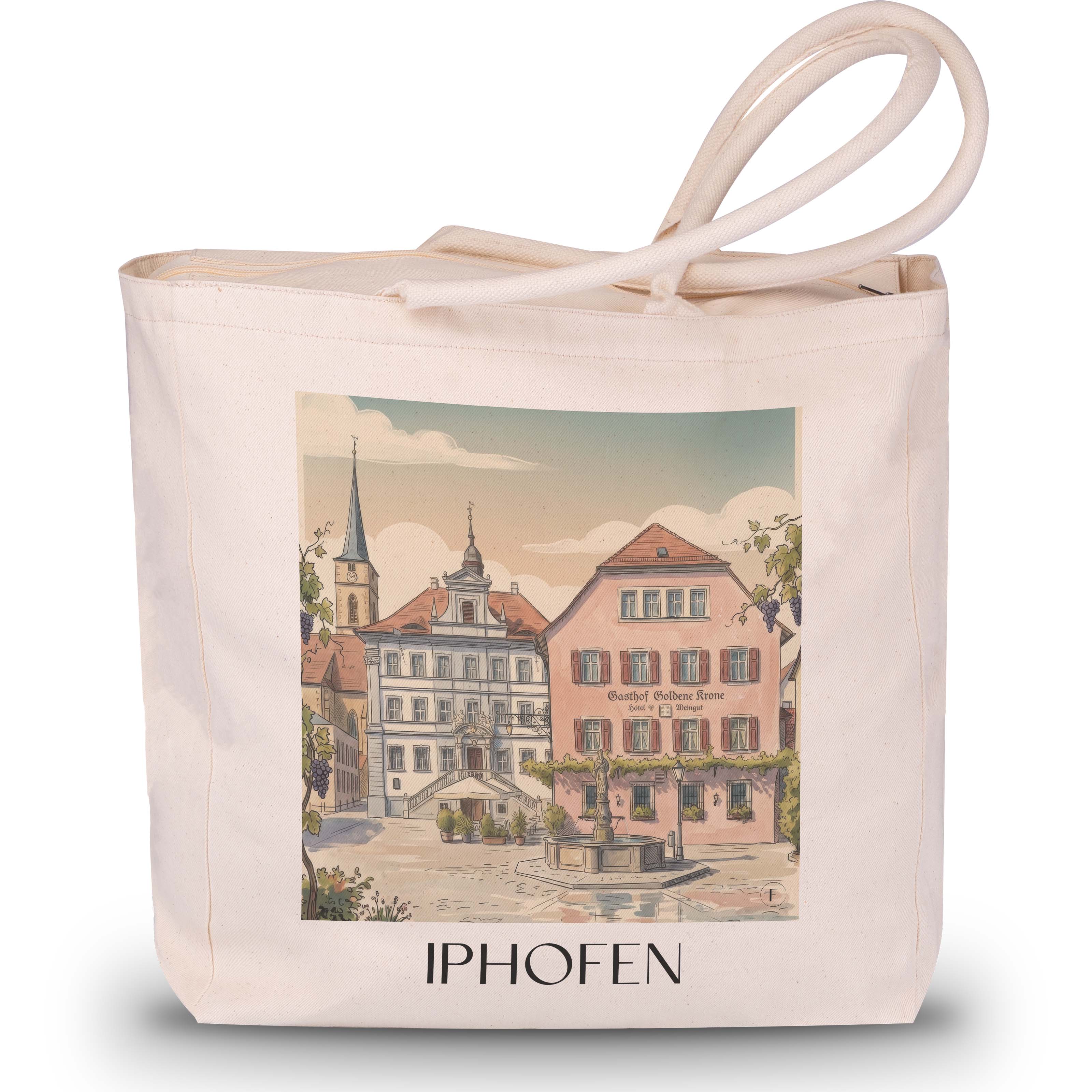 iphofen-deutschland-einkaufstasche-aquarell