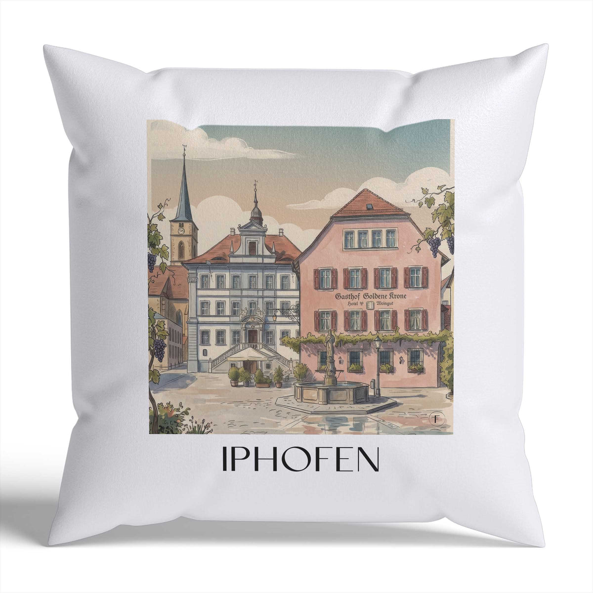 Iphofen Kissenhülle - Zierkissen Bezug - Deutschland - Deutschland Kissen bzw. Kissenbezug im Aquarell Stil - favplace